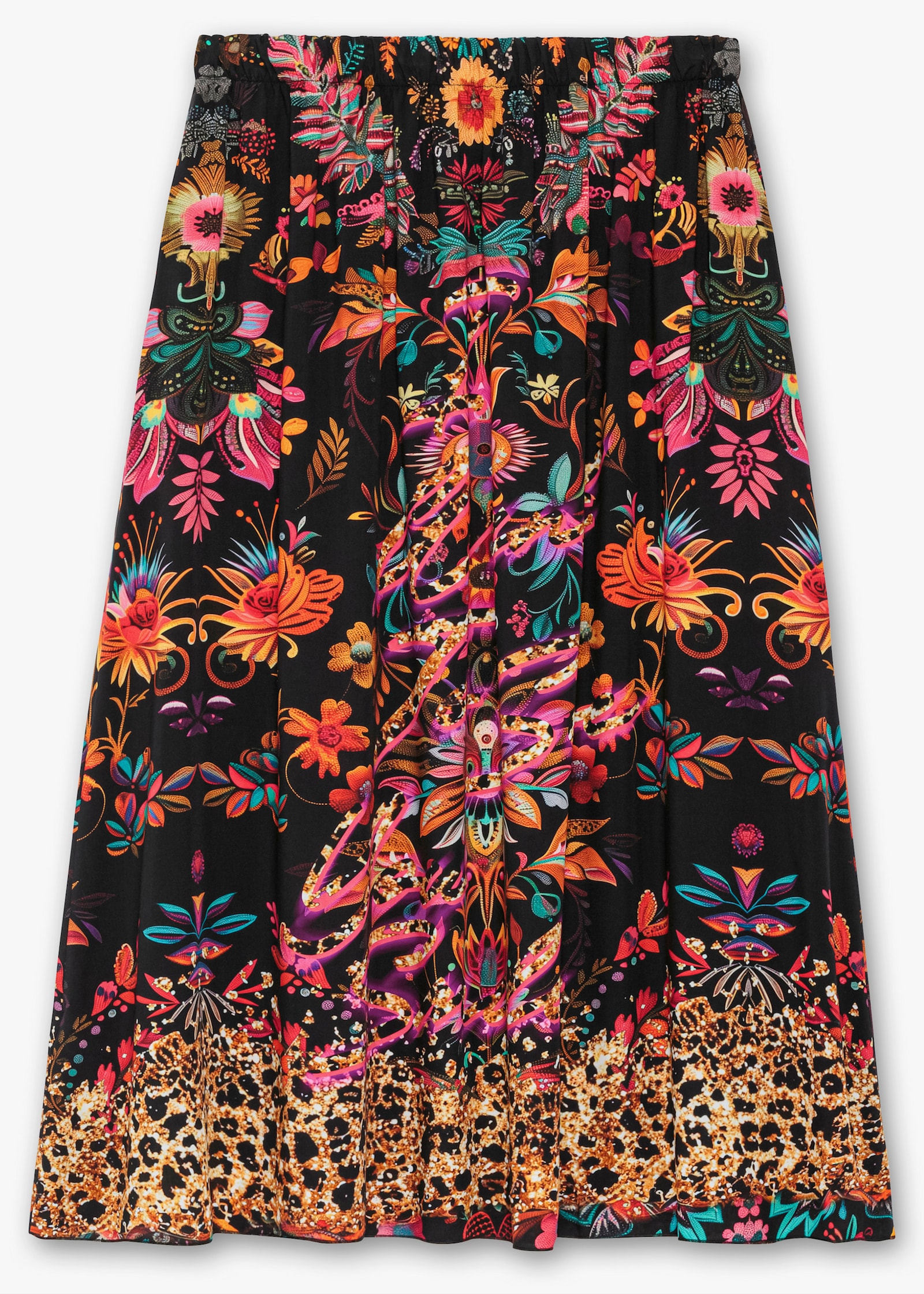 sheego loves miss goodlife Maxirock mit floralem Print, aus Viskose-Satin - schwarz-bunt