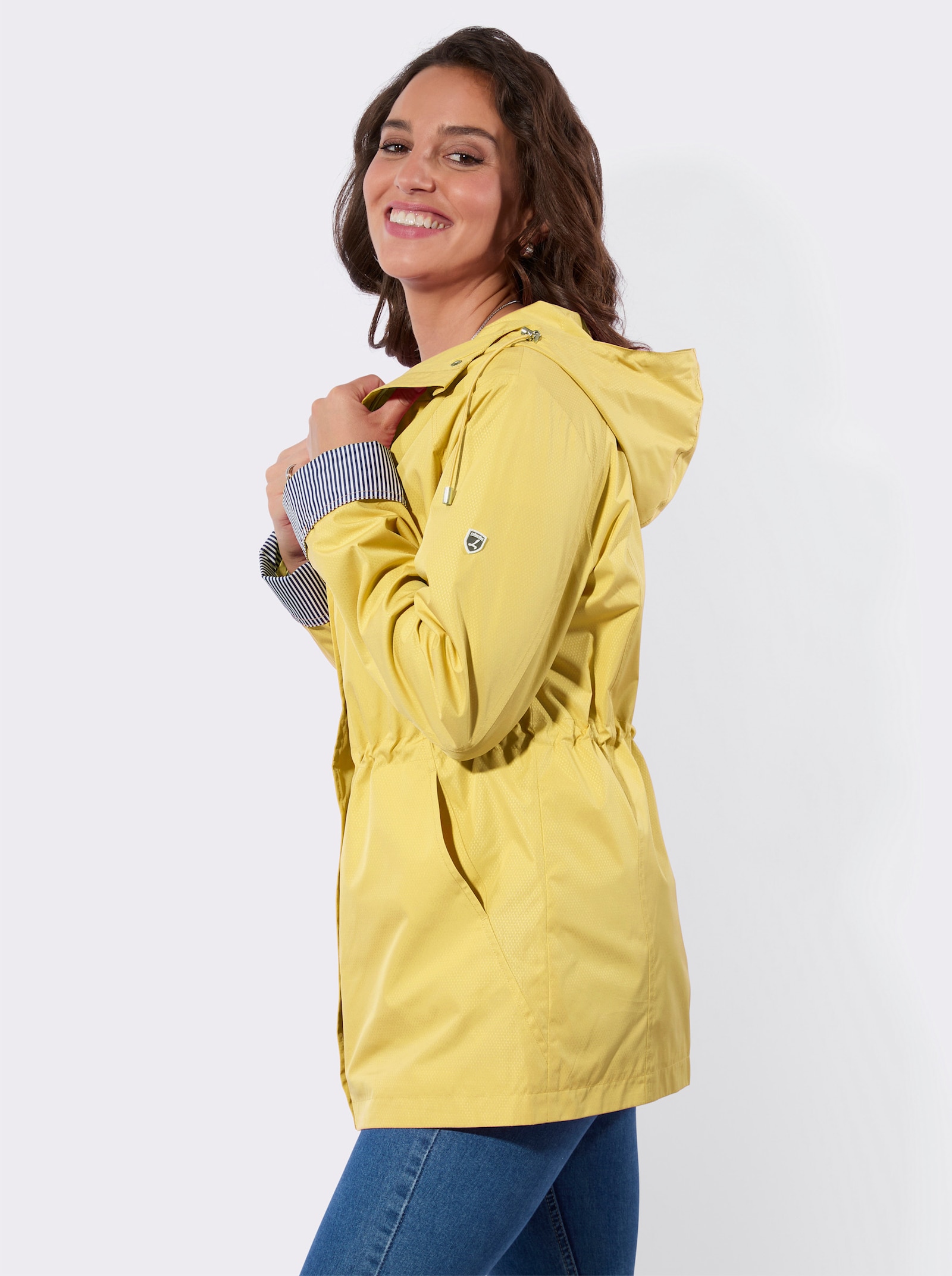 Übergangsjacke mit Streifen-Details - zitrone