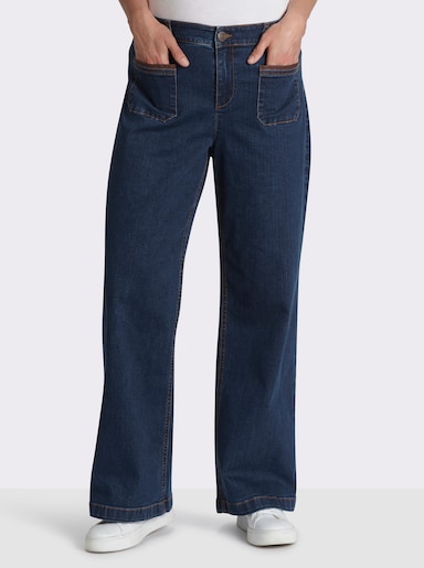 sheego Jeans mit weitem Beinschnitt - blue-stone-washed
