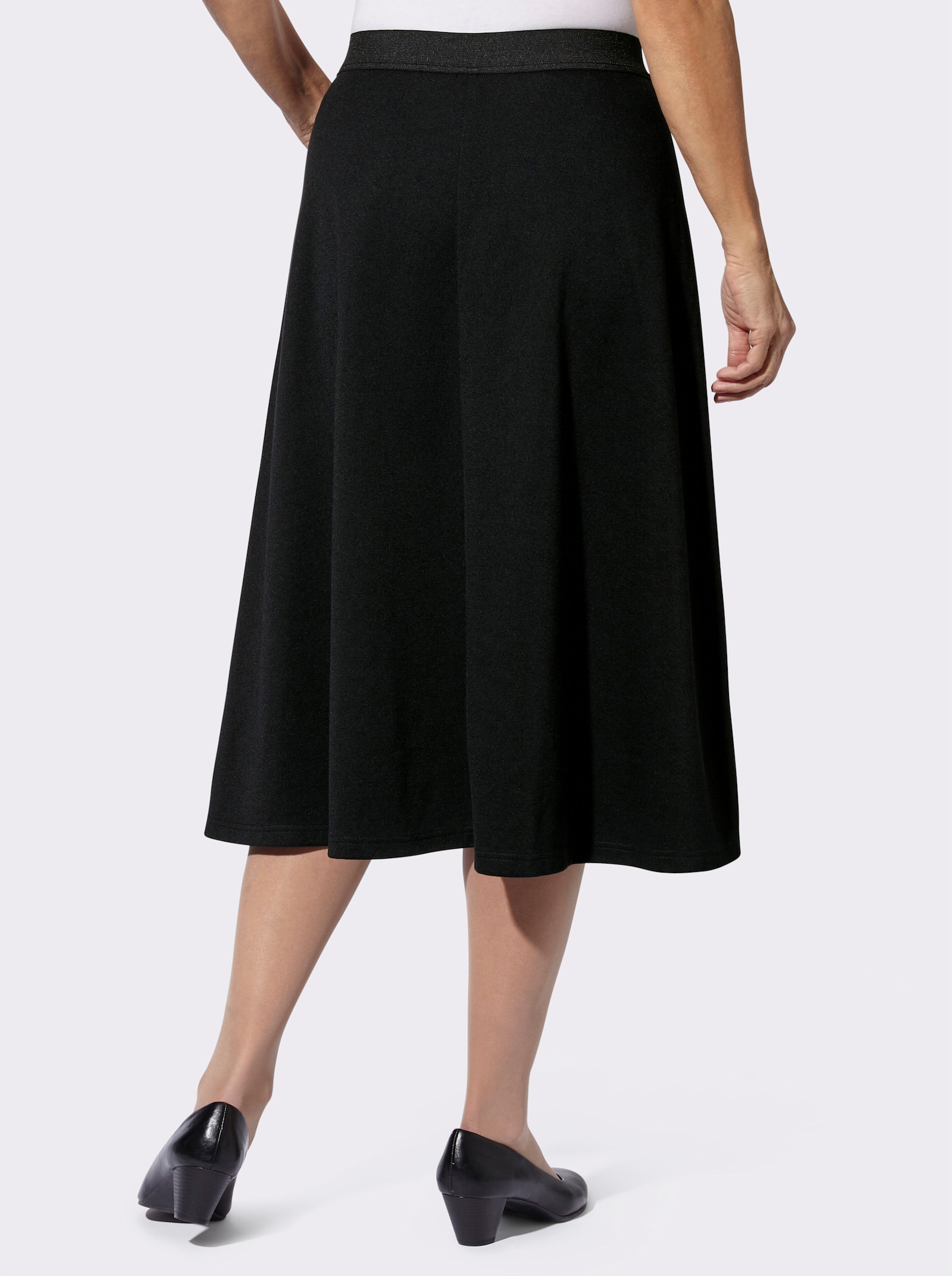 Jerseyrok met contrastband - zwart + antraciet gemêleerd