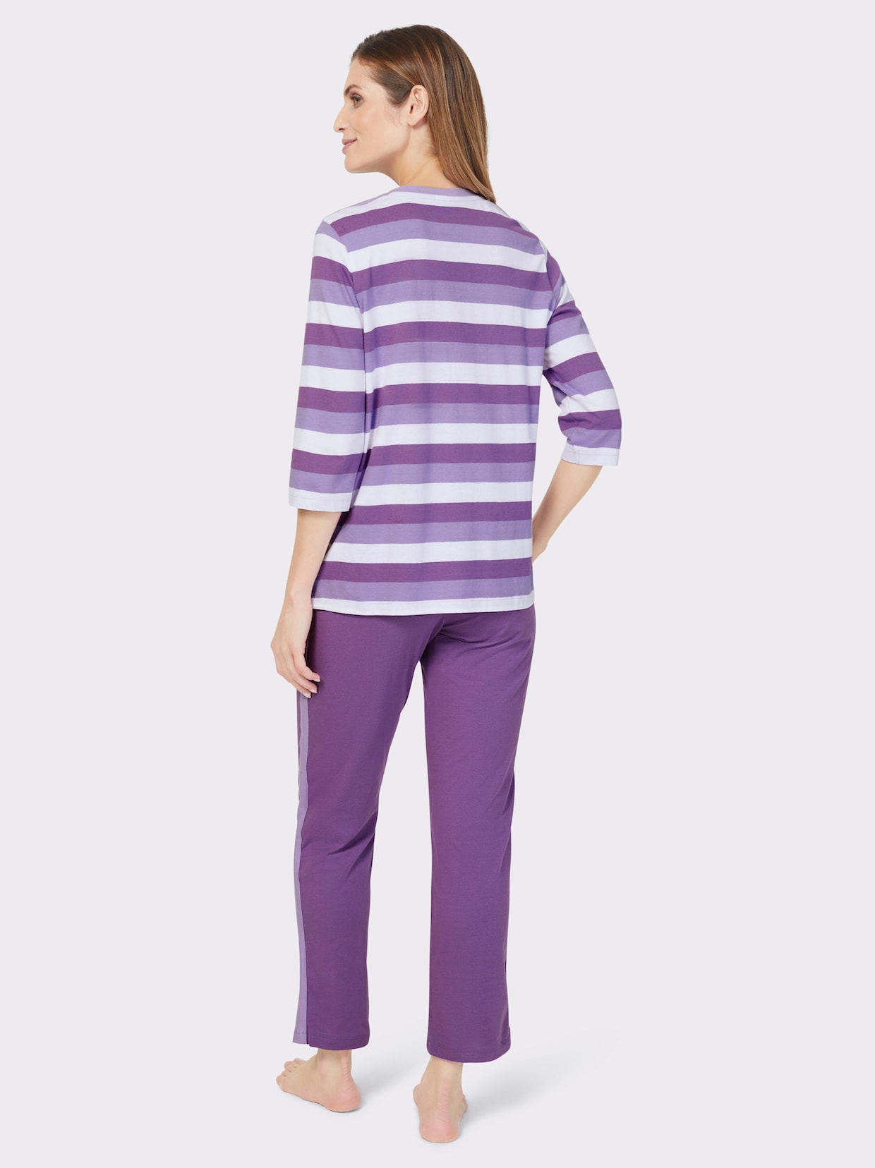 wäschepur Schlafanzug - lila-lavendel-geringelt