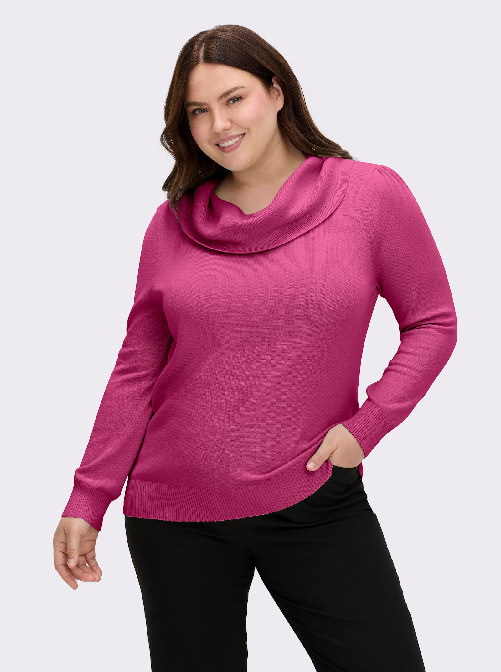 Wasserfallpullover im Baumwoll-Viskose-Mix - fuchsia