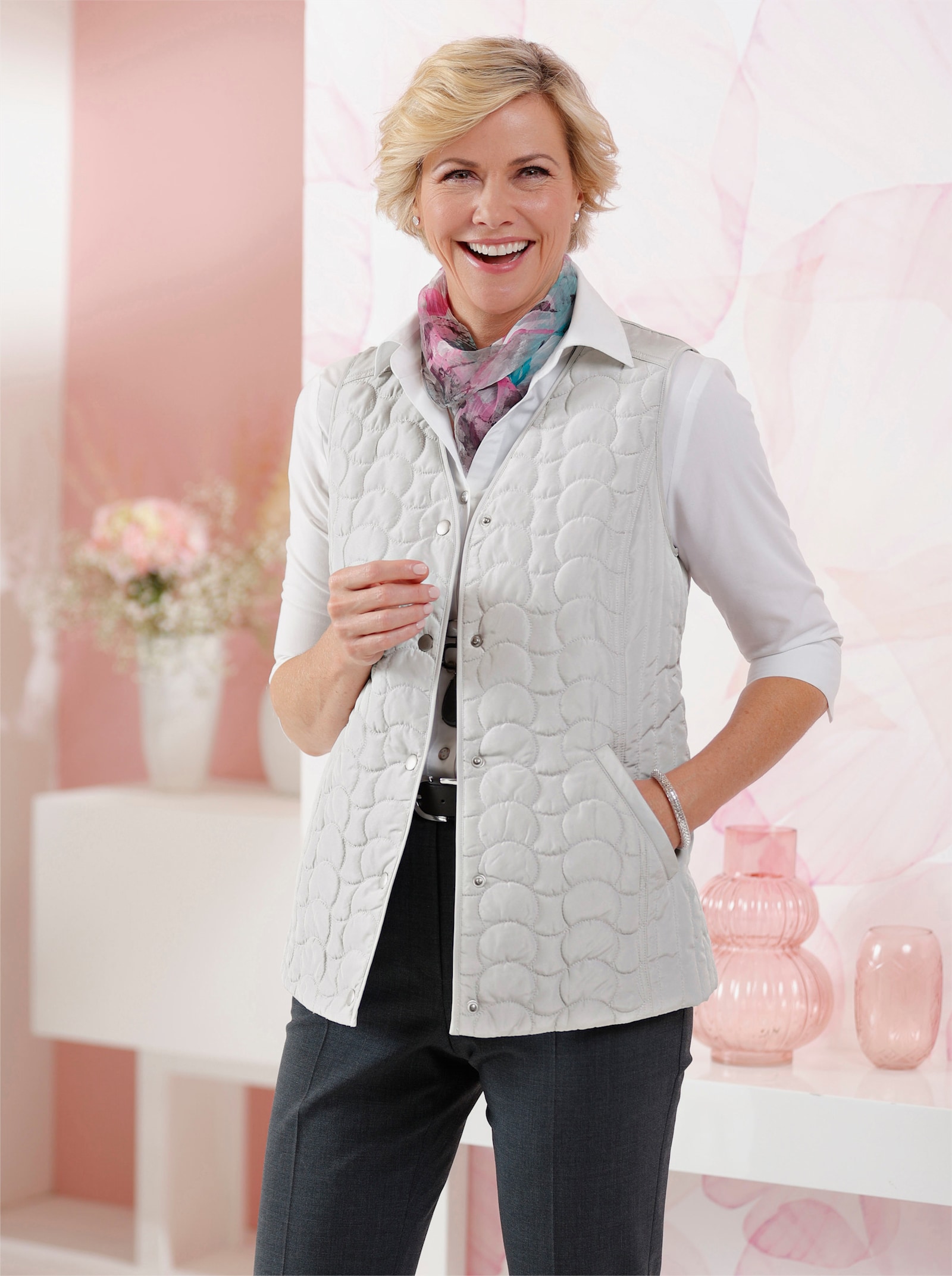 Bodywarmer van microgaren - lichtgrijs