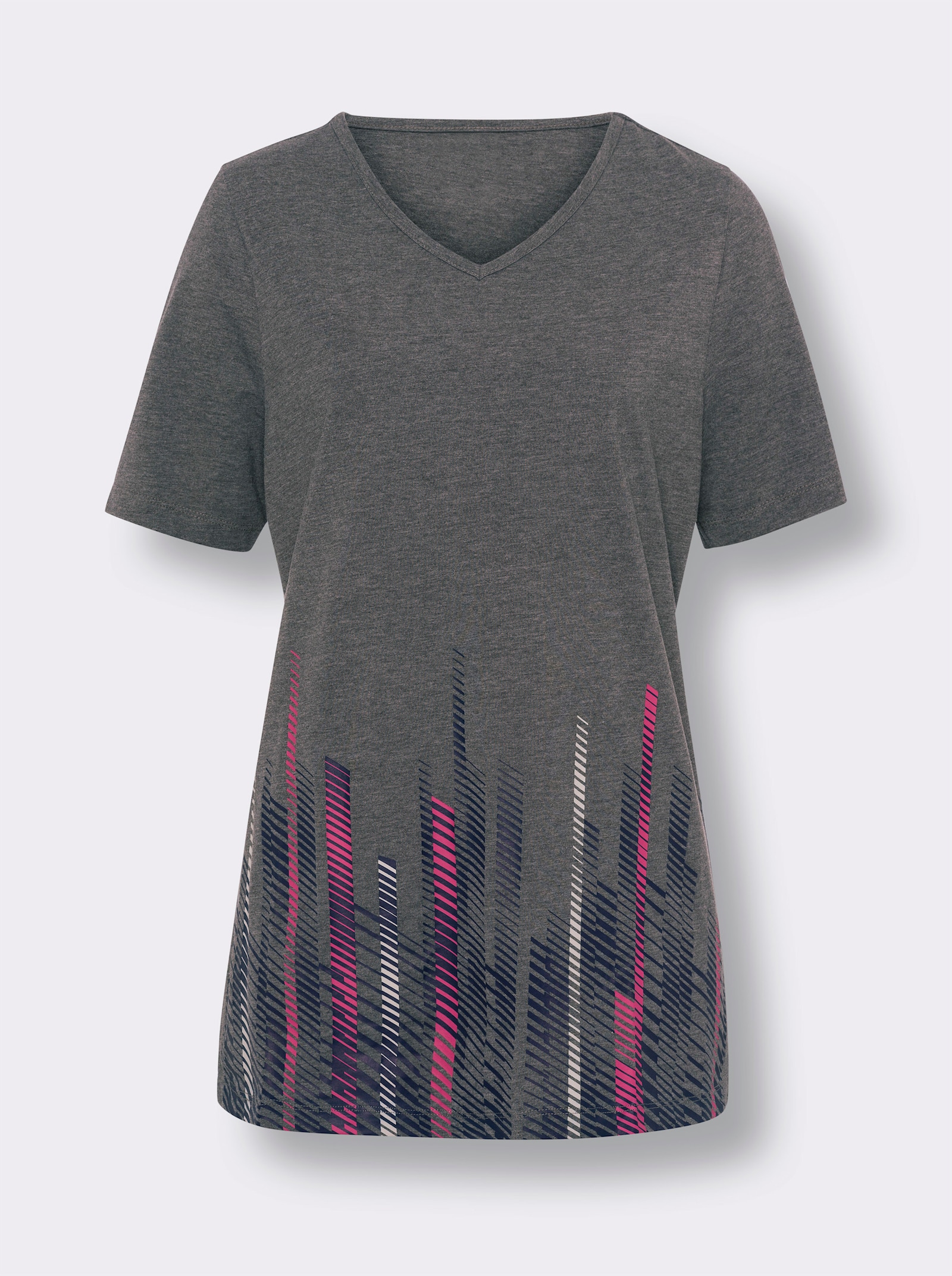 Dlhé tričko, výstrih do V - antracitová melírovaná