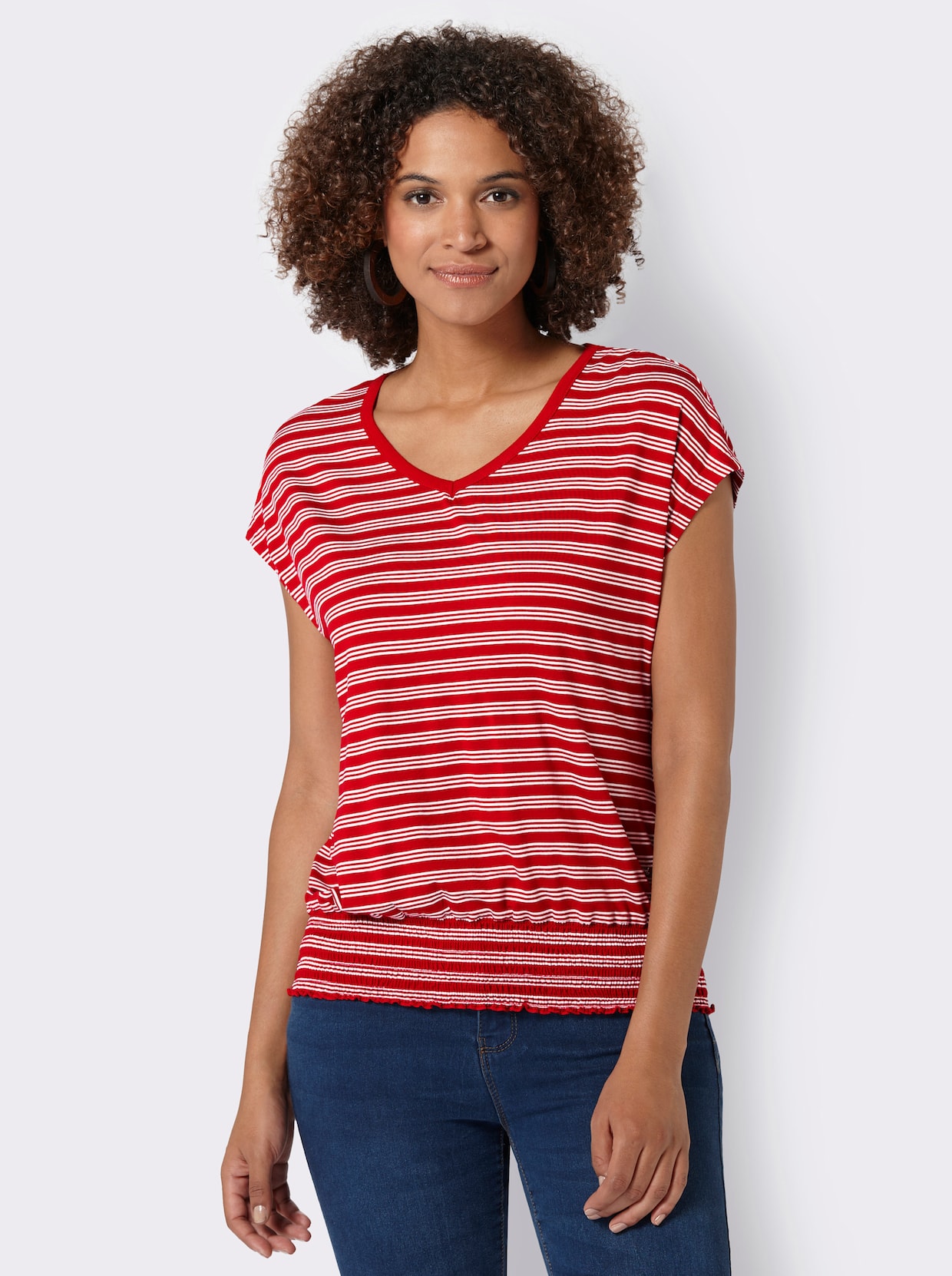 Gestreept shirt - rood/ecru gestreept