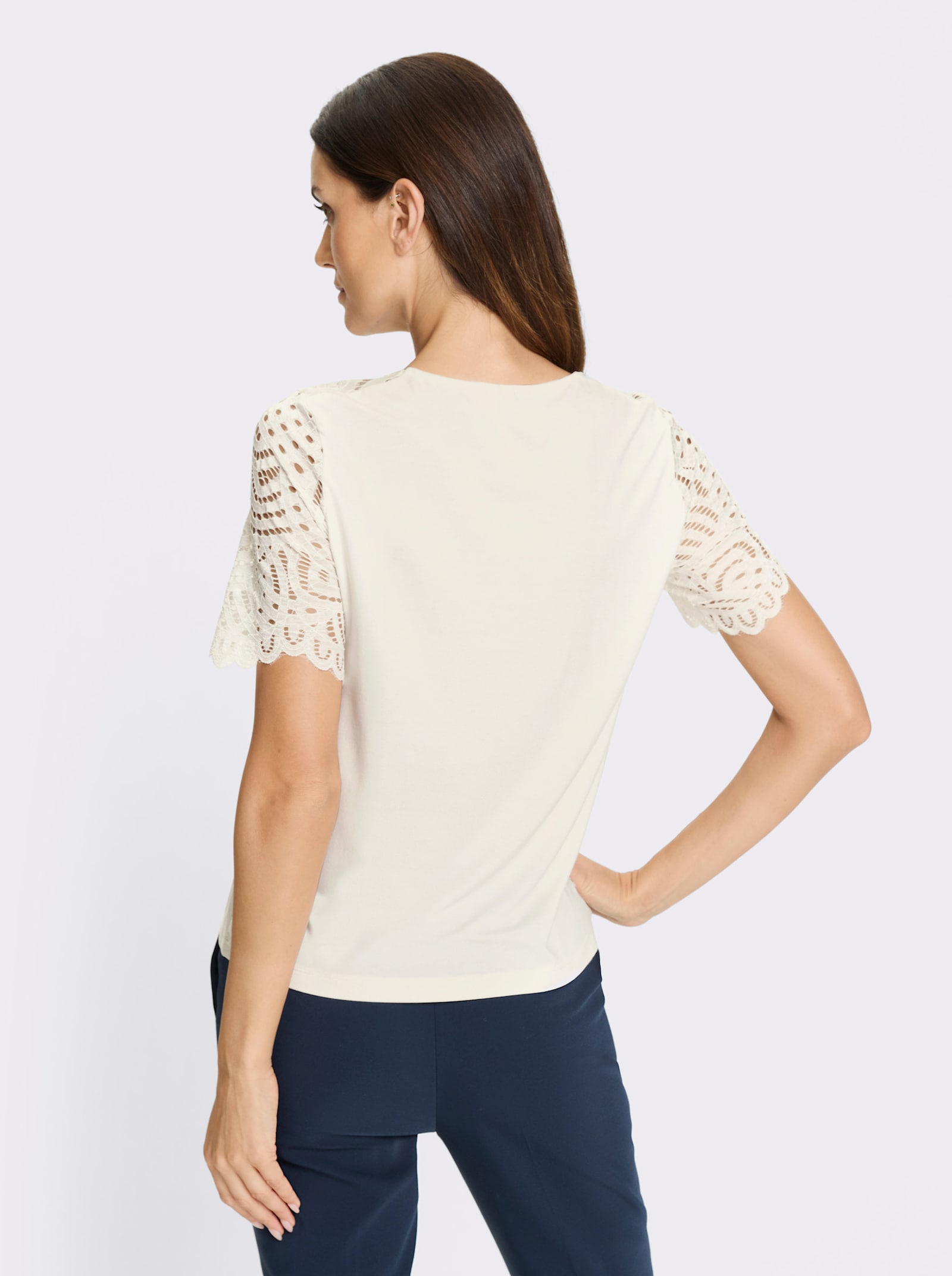 heine Kurzarmshirt mit Spitze - ecru