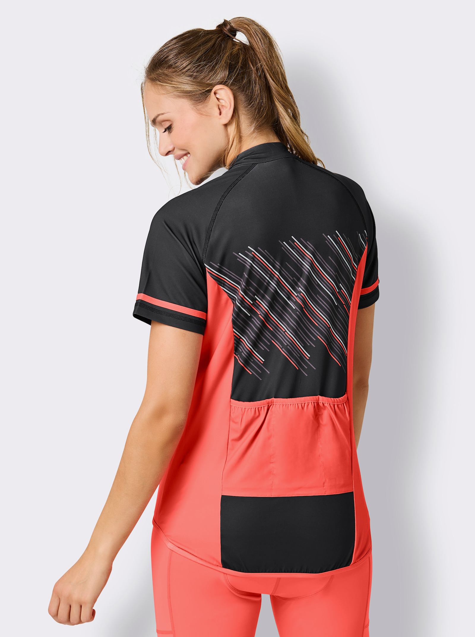 Catamaran Sports Funktionsshirt mit 3-teiliger Rückentasche - schwarz-koralle