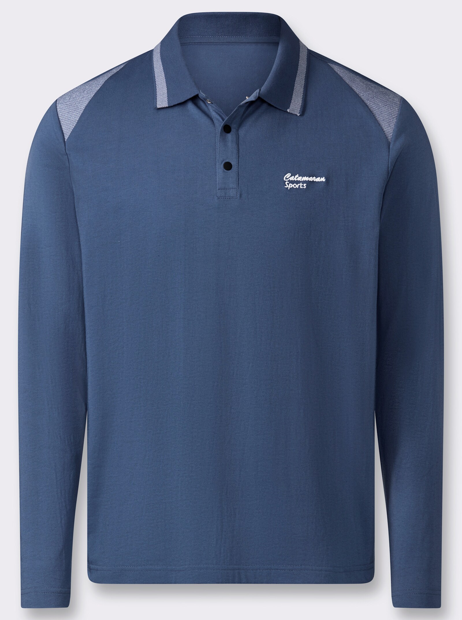 Catamaran Sports Langarm-Poloshirt mit Jacquard-Einsätzen - jeansblau