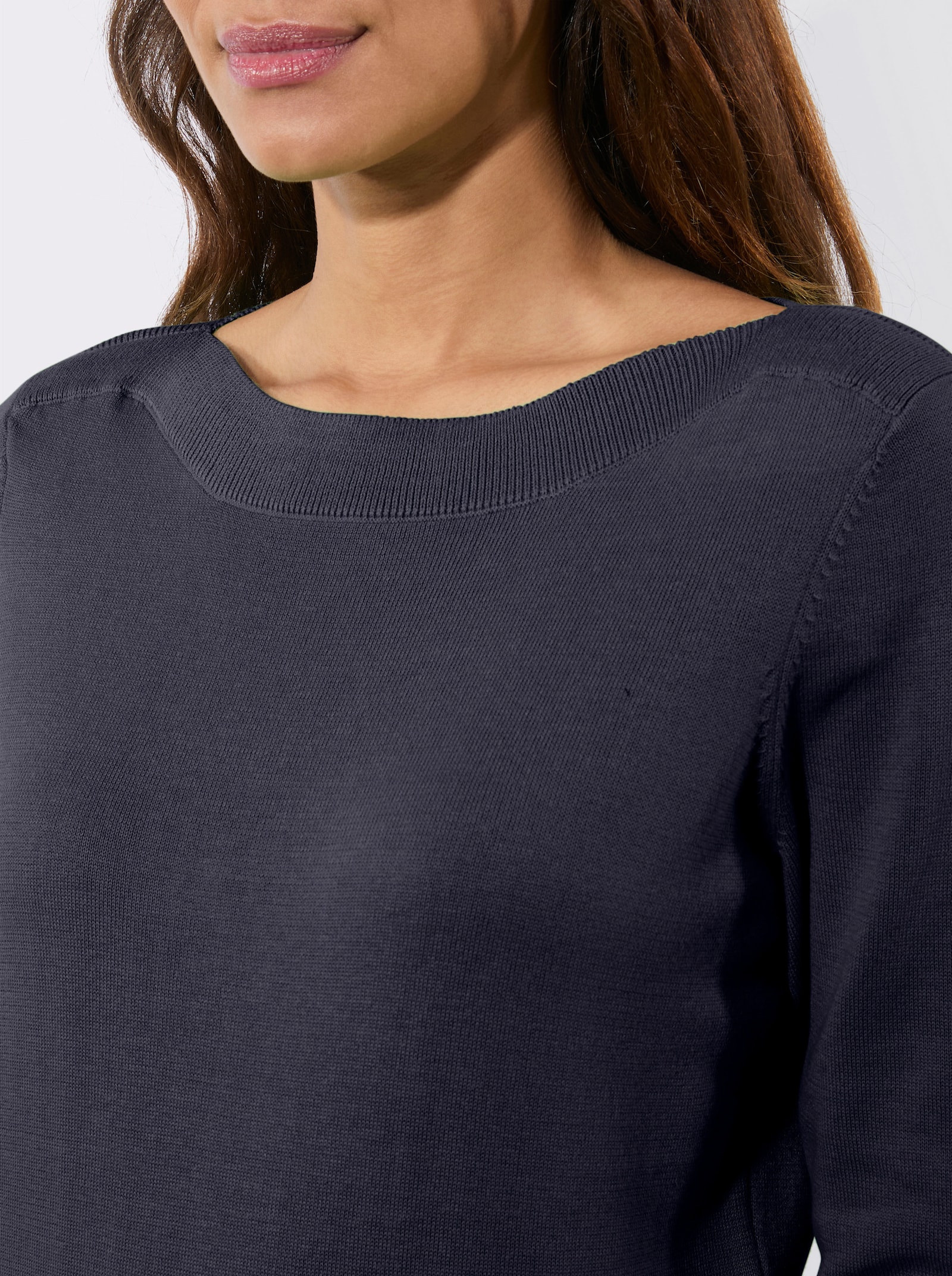 Pullover met 3/4-mouwen en boothals - marine