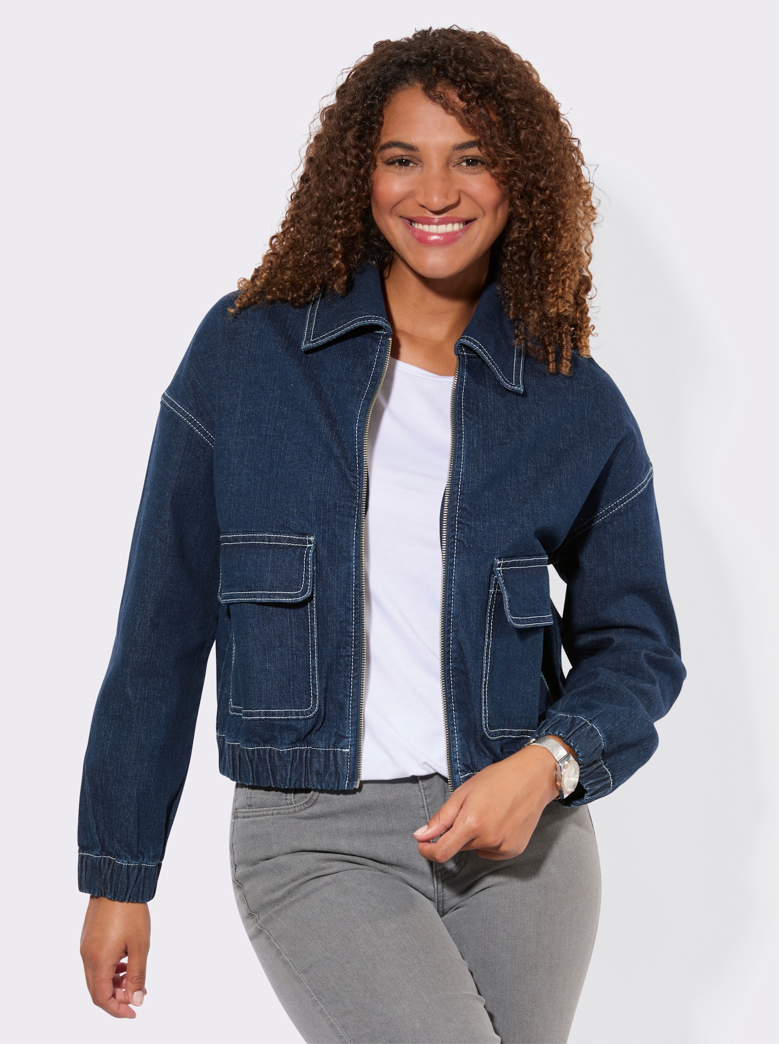 Jeansjacke mit Stretch-Anteil - blue-stone-washed