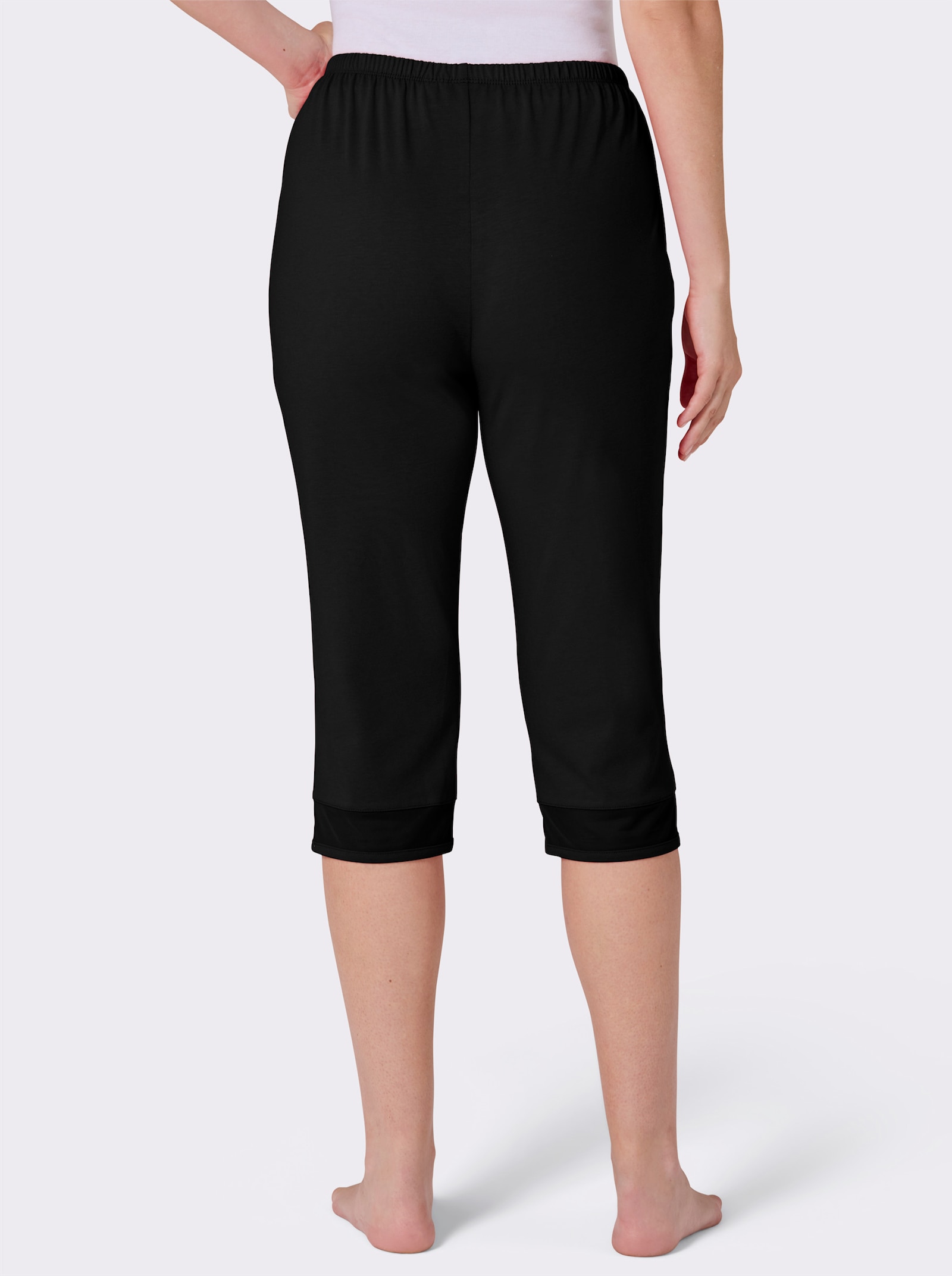 wäschepur Caprihose mit Mesh am Bein - schwarz