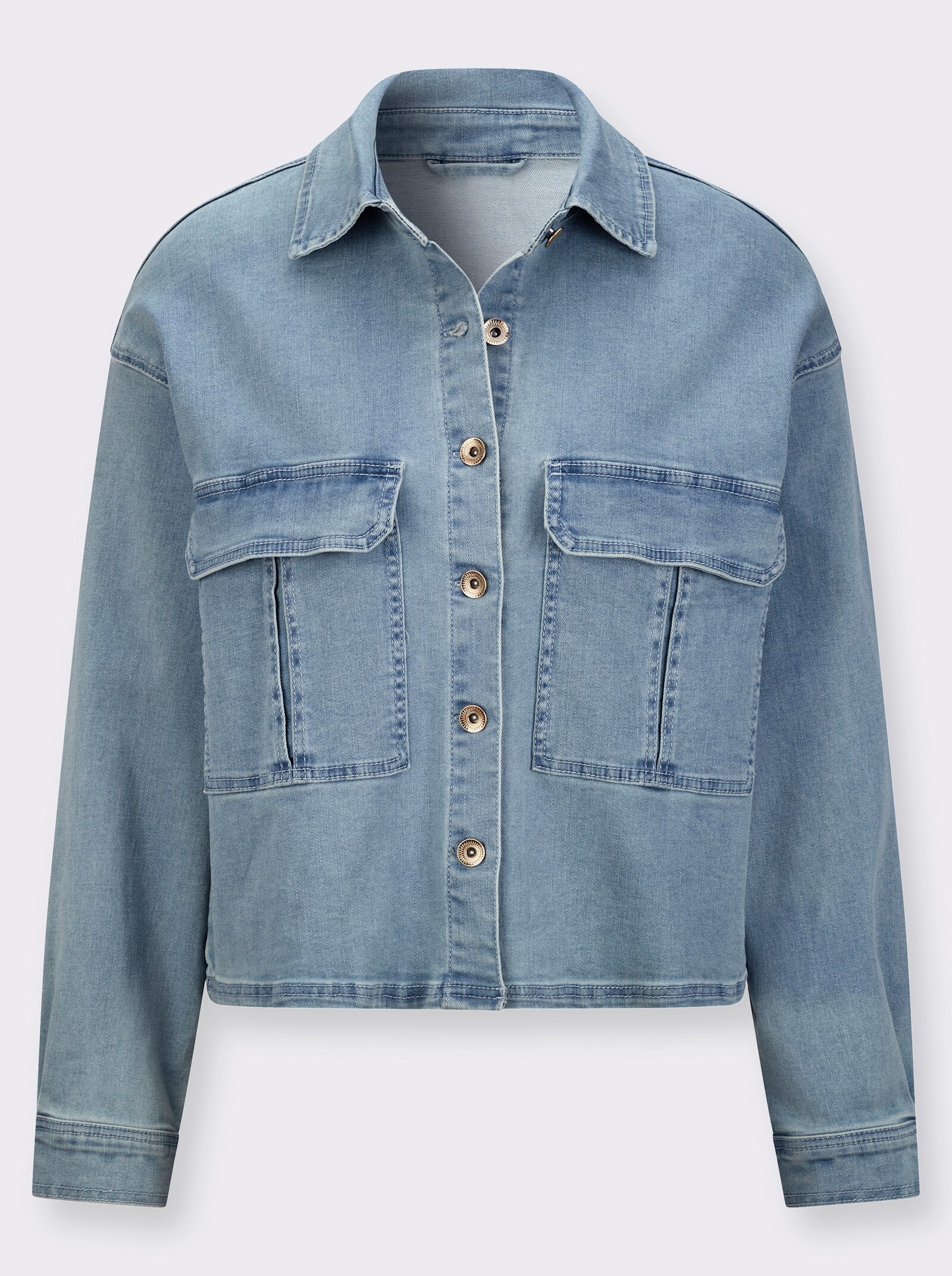 Jeansbluse mit Falte hinten - blue-bleached