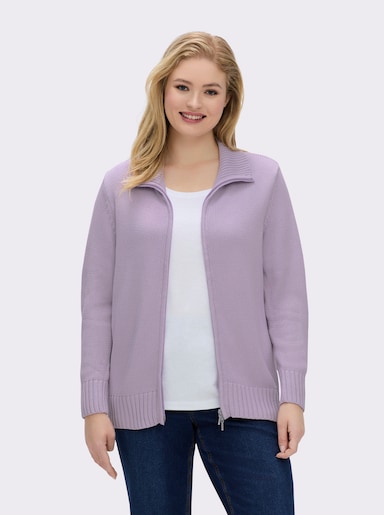 Strickjacke mit 2-Wege-Reißverschluss - flieder