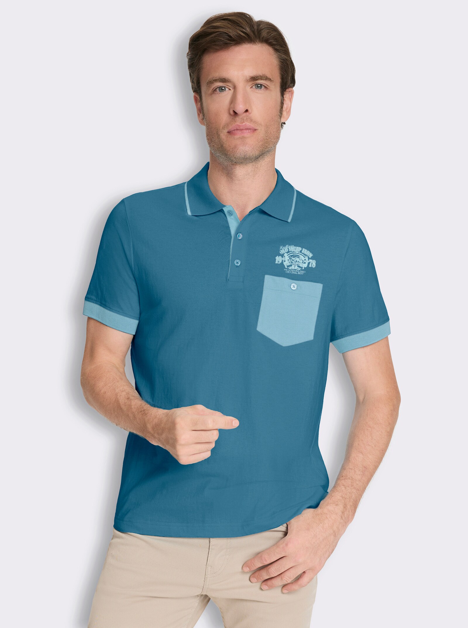 Poloshirt mit kontrastfarbigen Details - topas