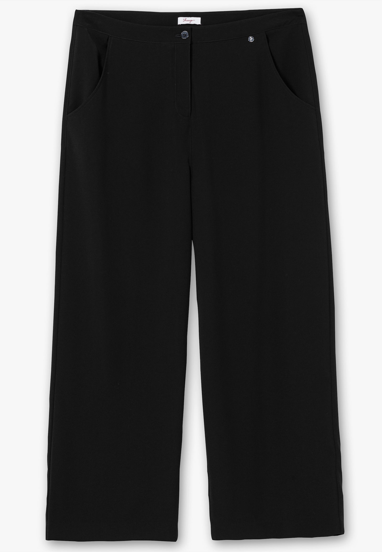 sheego Hose mit High-Waist-Bund und weitem Bein - schwarz