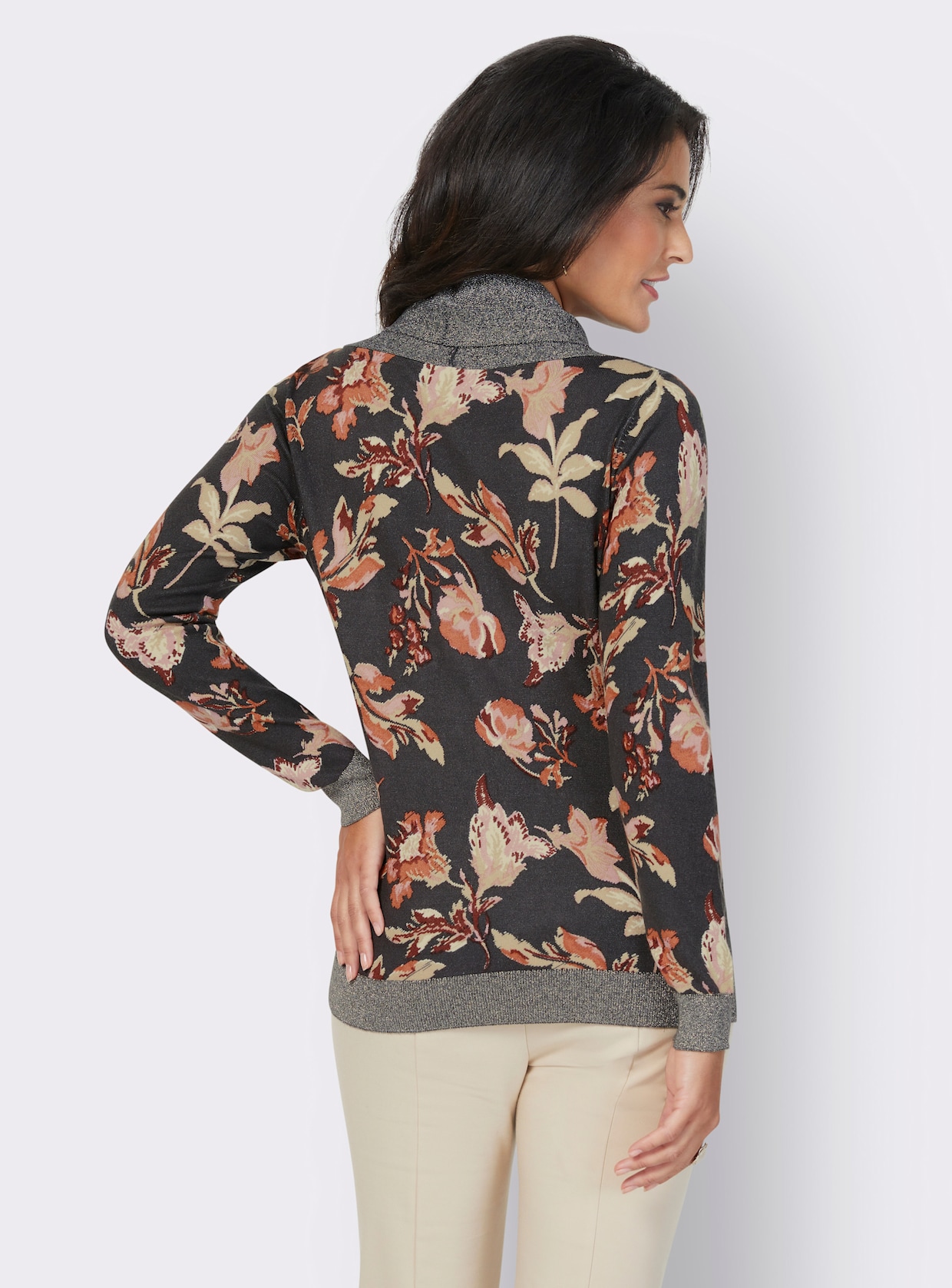 Rollkragenpullover - anthrazit-bedruckt