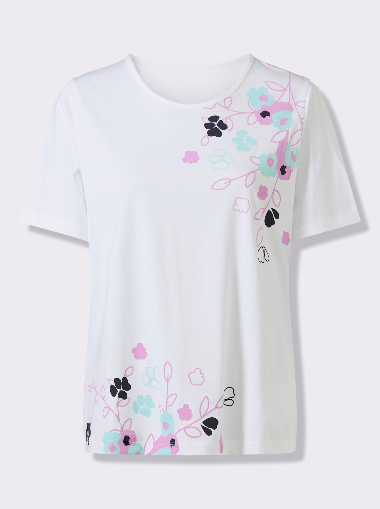Kurzarmshirt - weiß-orchidee
