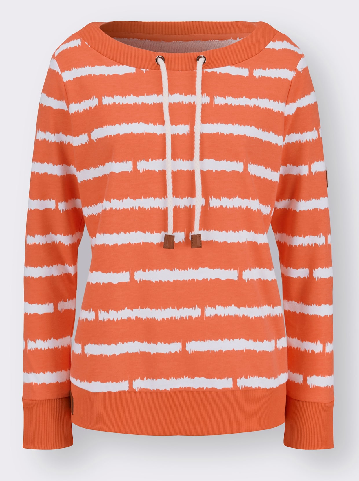 Sweatshirt - orange-ecru