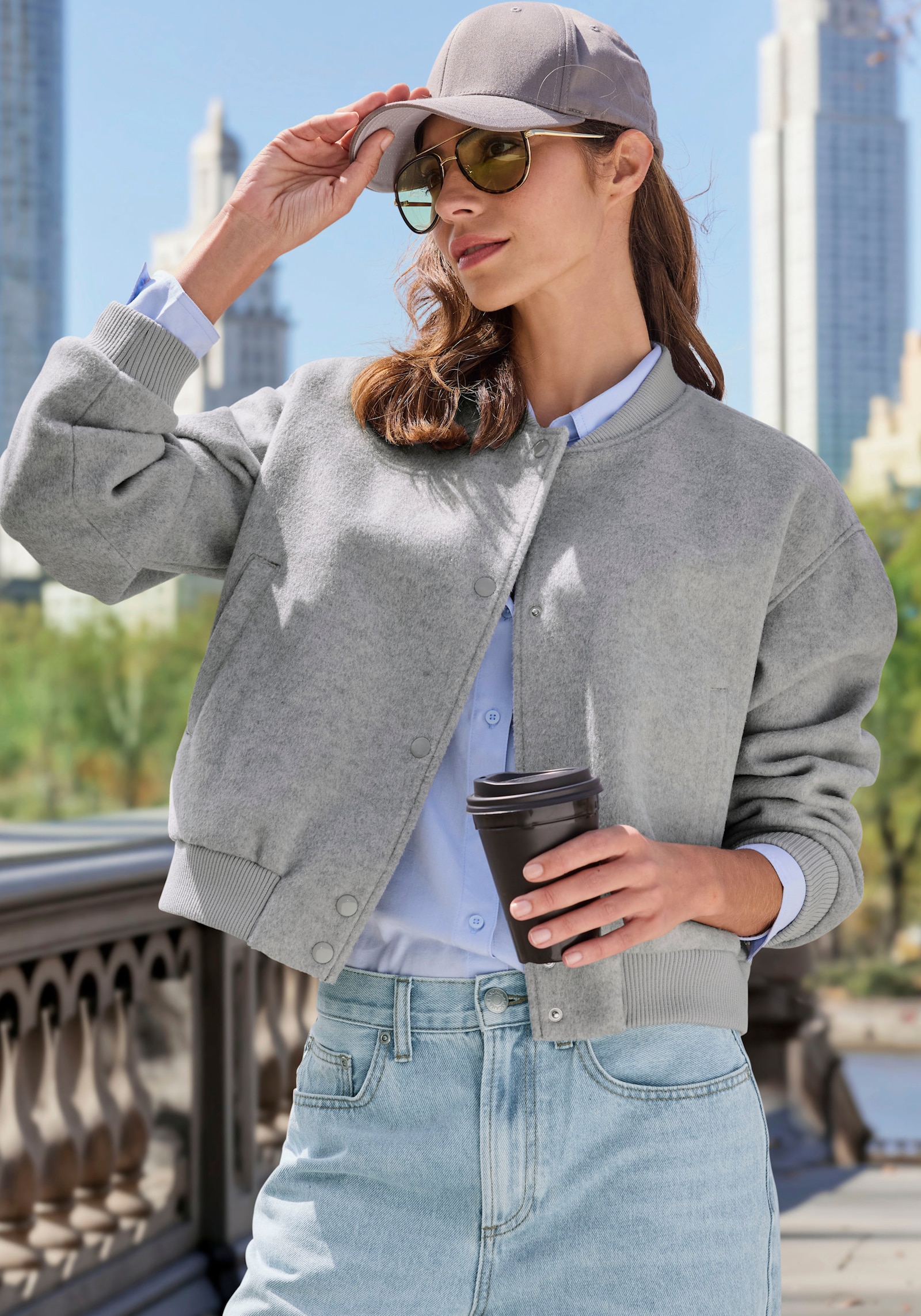 LASCANA Bomberjacke - grau meliert