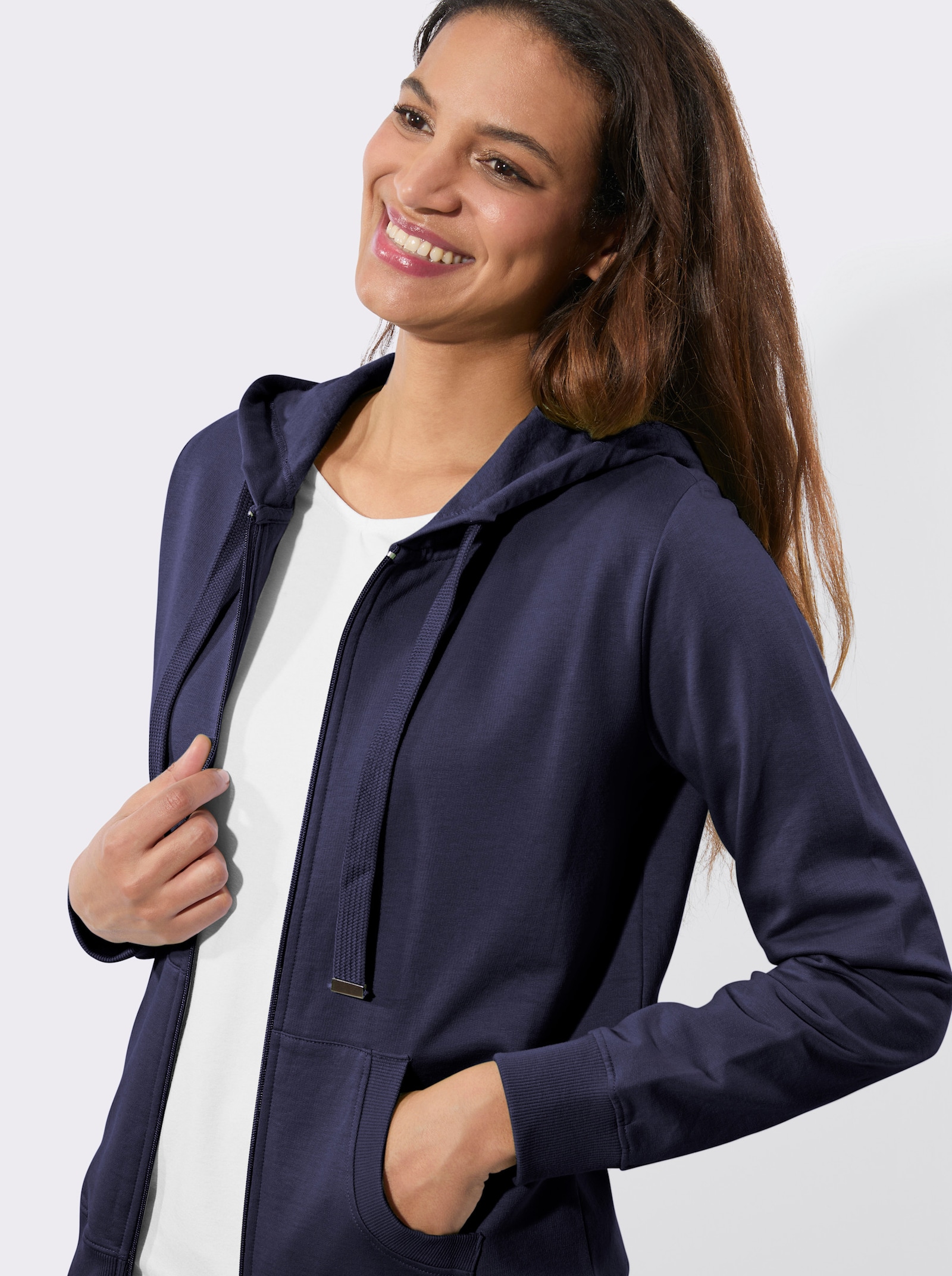 Sweatjacke mit Känguru-Taschen - marine