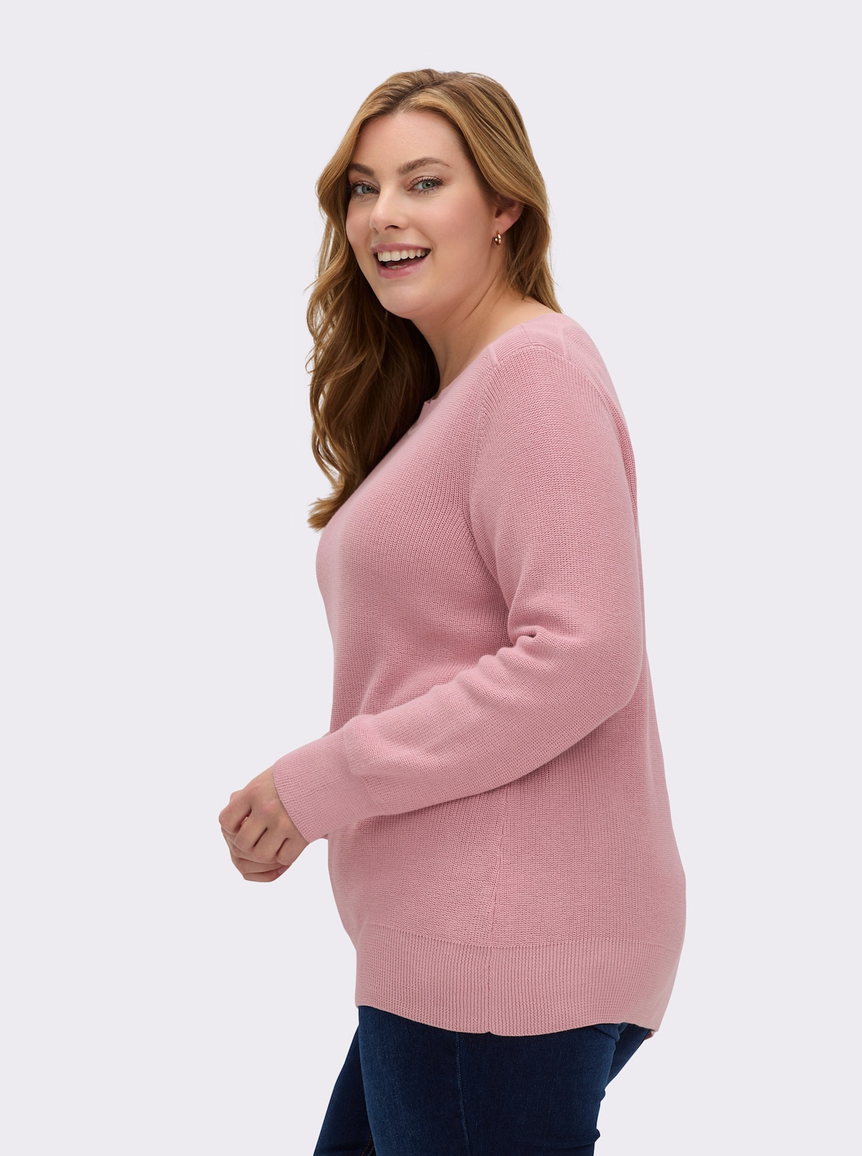 Strickpullover in Ripp-Optik - hortensie