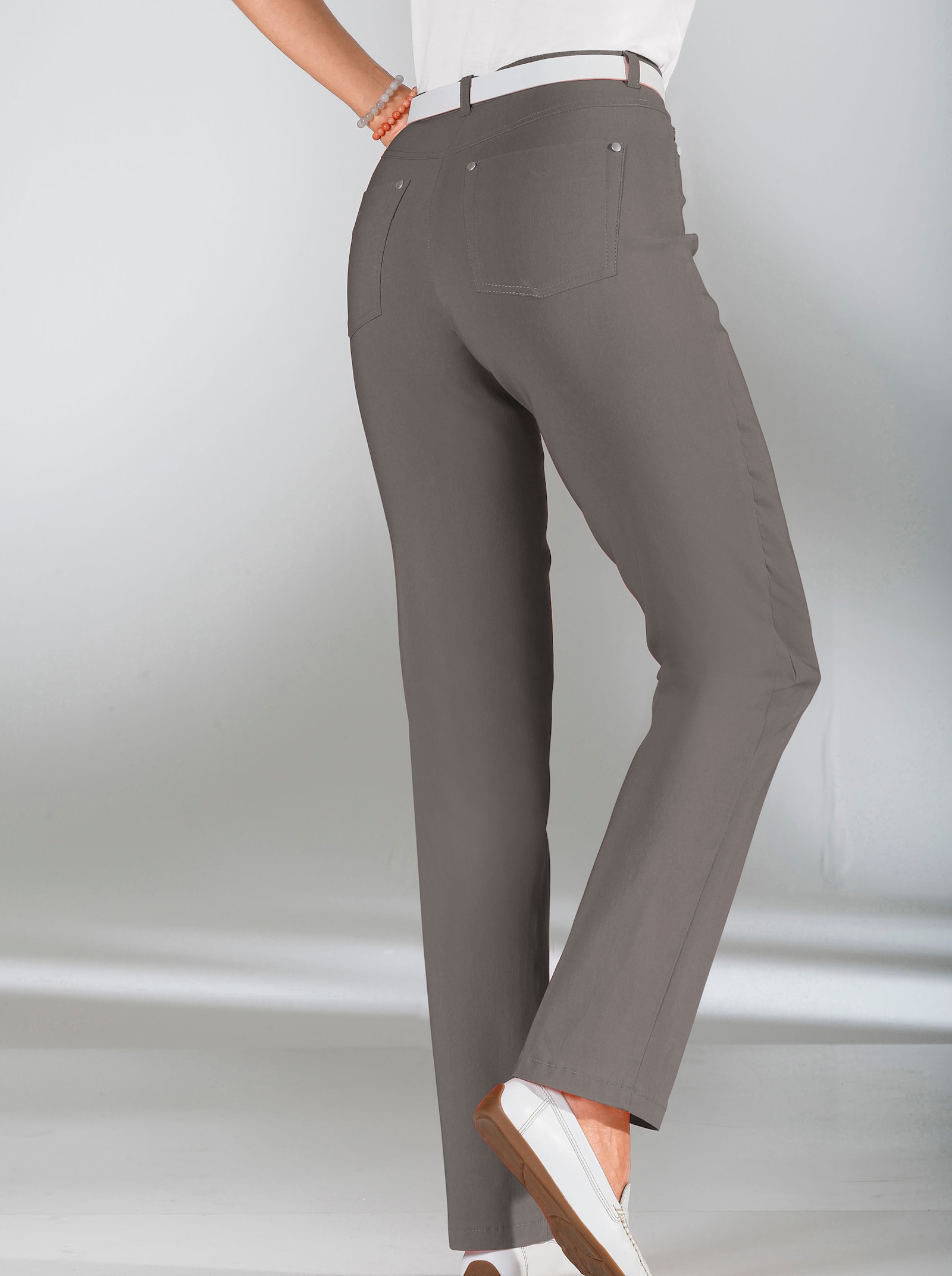 Stehmann Comfort line 5-pocketsbroek van elastisch materiaal - taupe