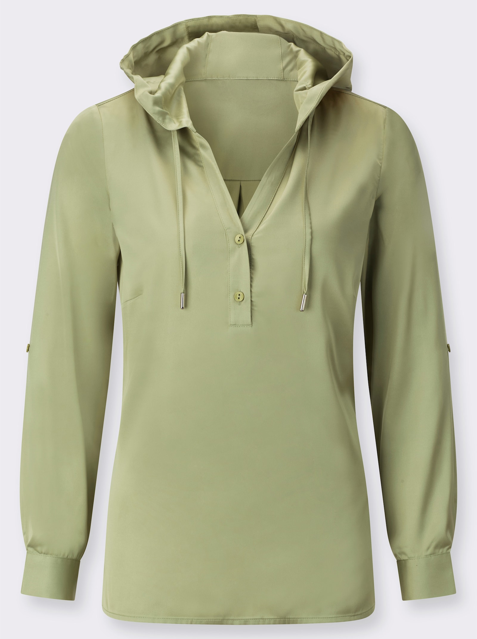 Schlupfbluse mit Kapuze - pistazie