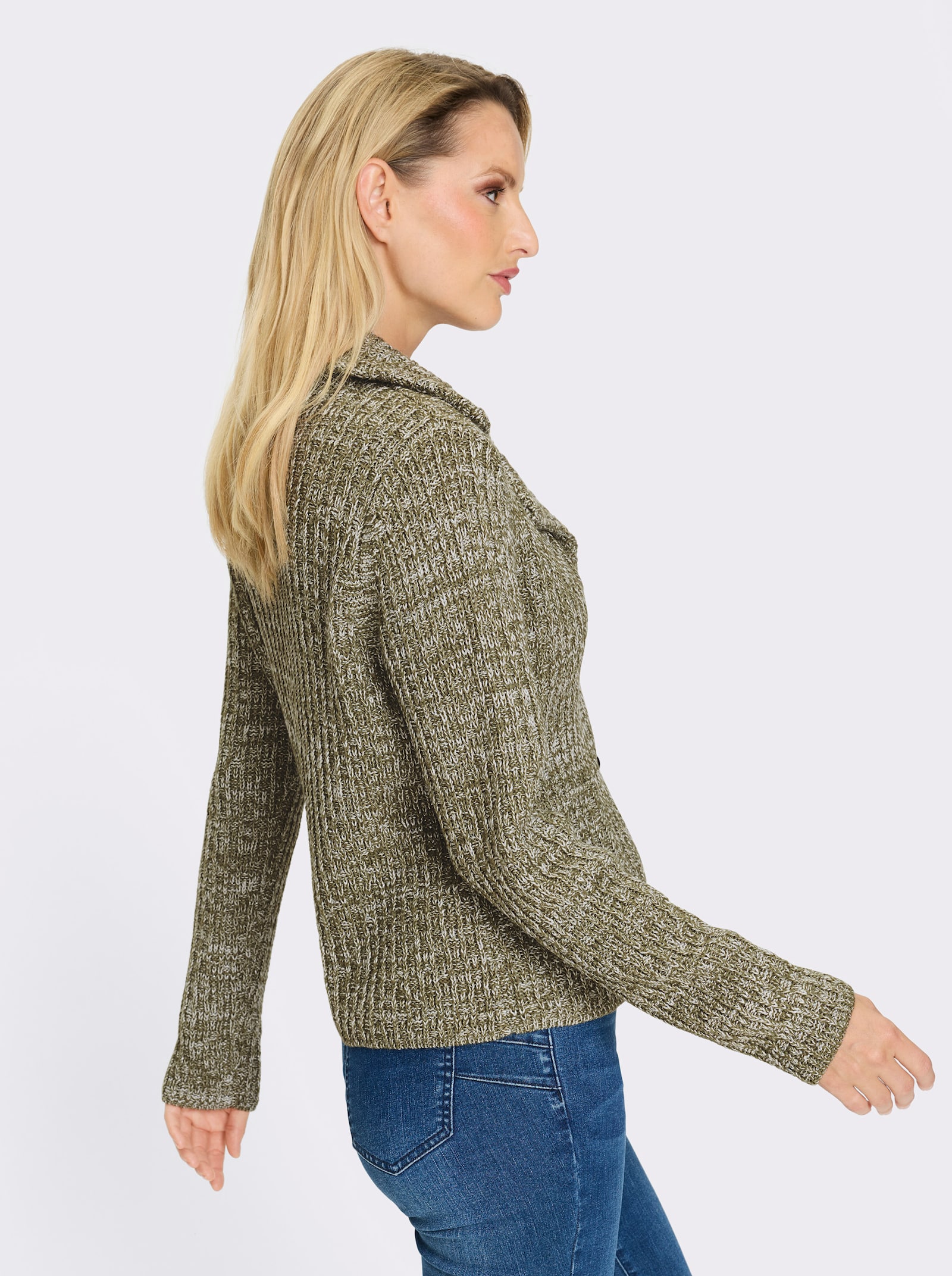 heine Strickjacke mit Effektgarn - khaki-meliert