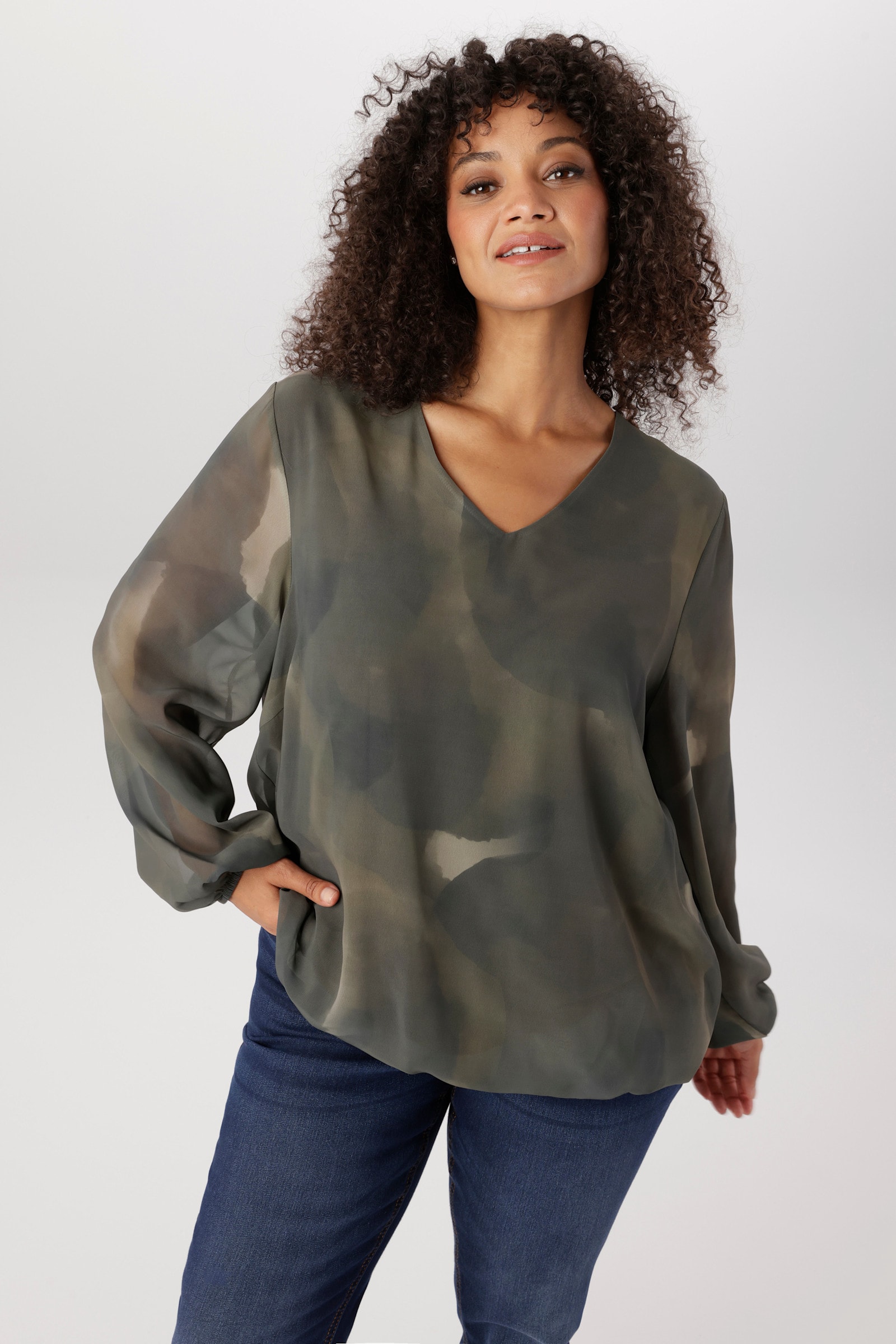 Aniston PLUS Schlupfbluse - grün-khaki