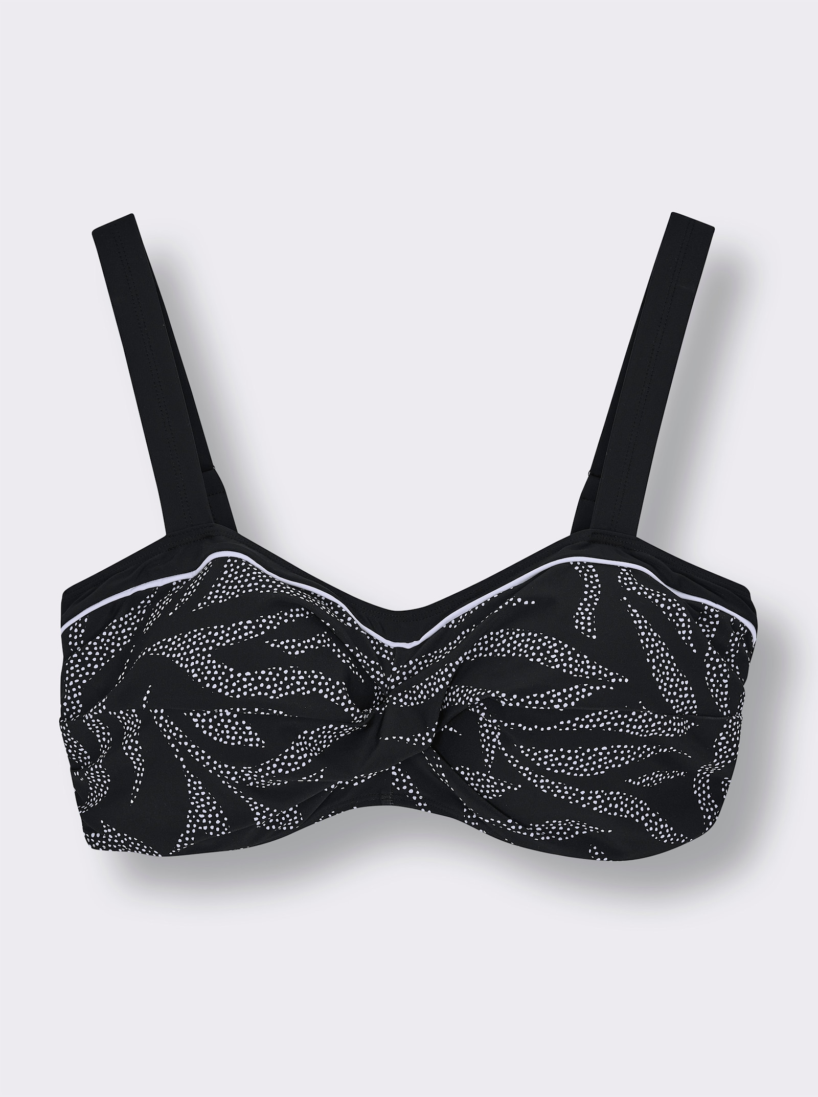 sheego Bikini-Oberteil in Wickeloptik - schwarz-weiß-bedruckt