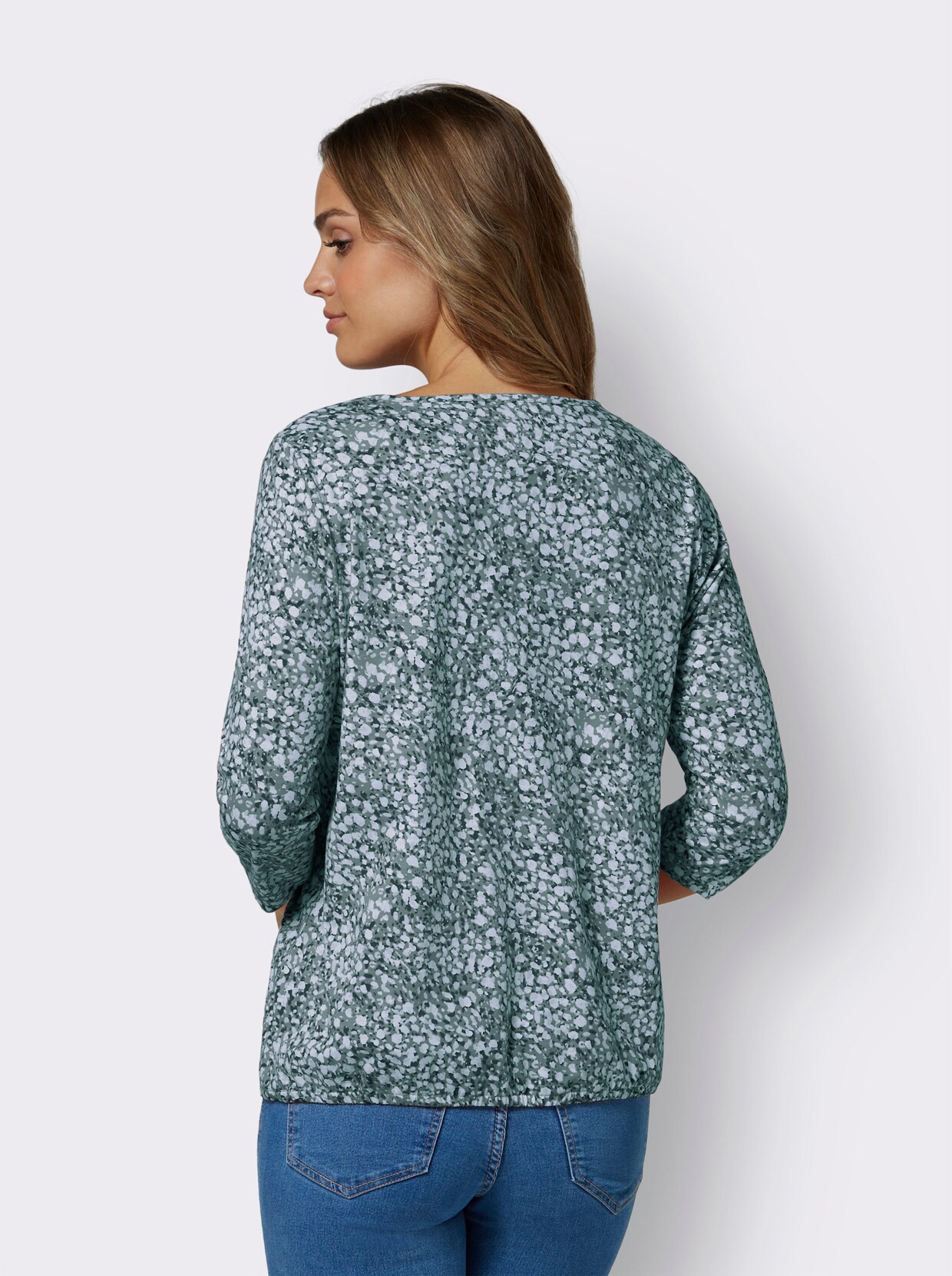 Shirt met 3/4-mouw - jade/kalkmint bedrukt