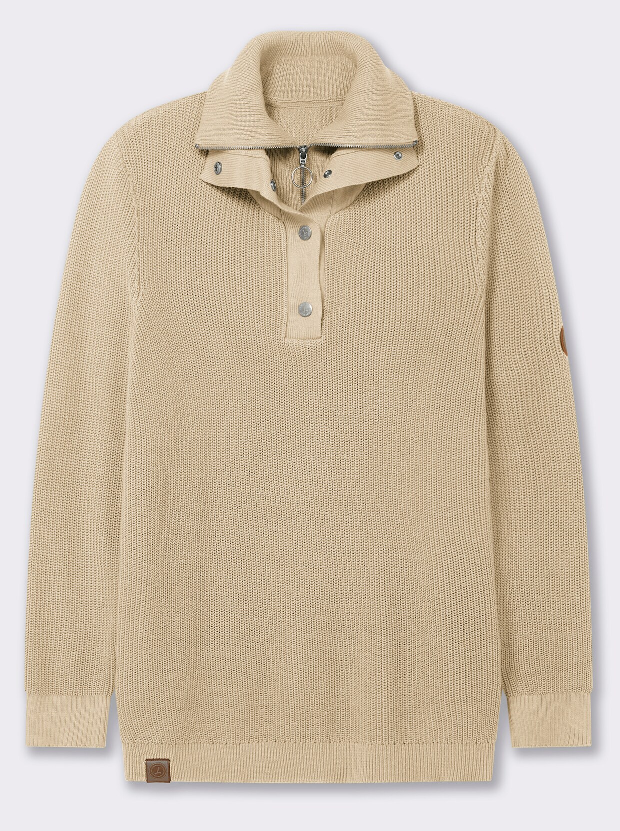 Strickpullover mit Troyerkragen - sand