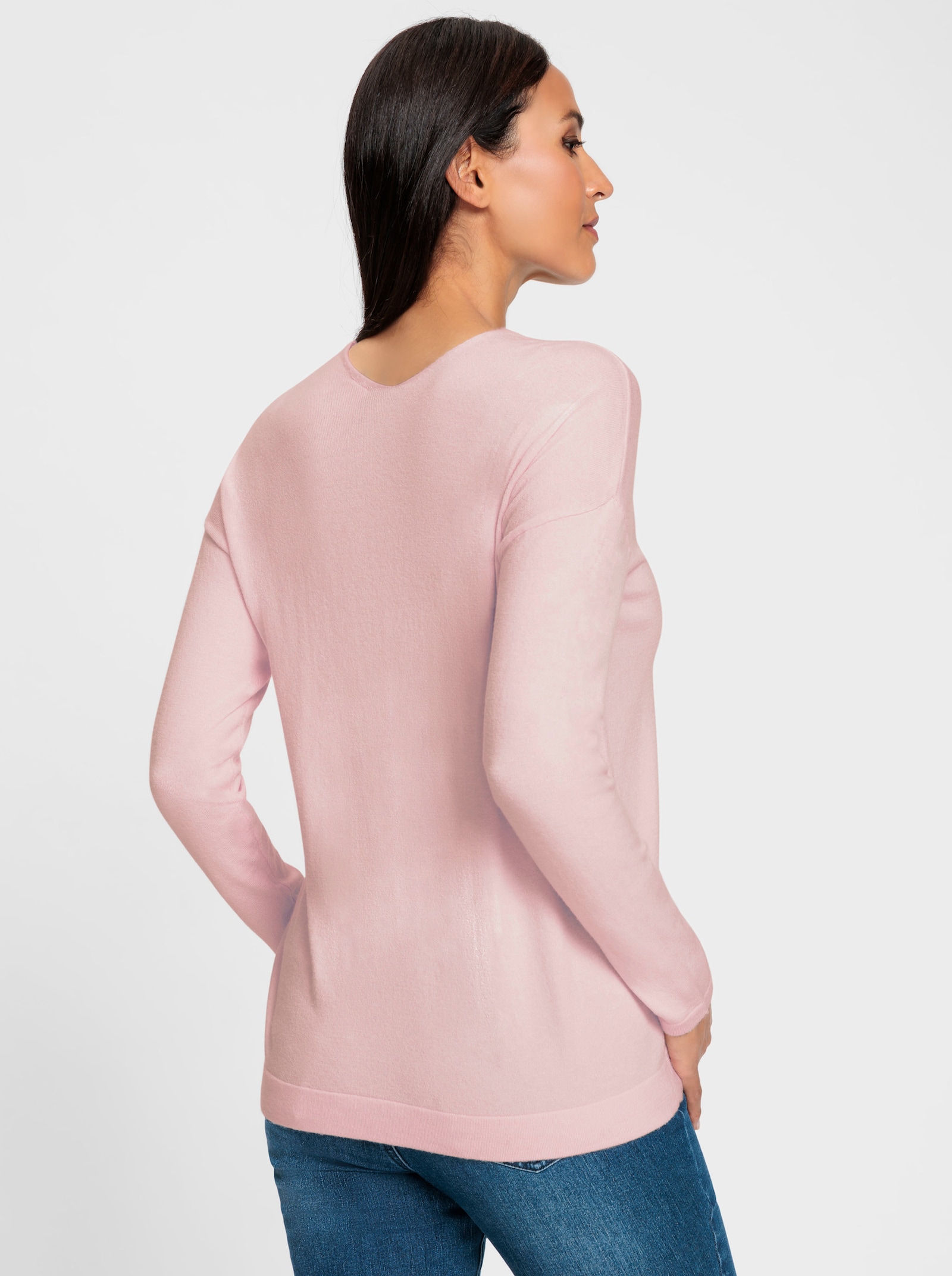heine Pull en tricot fin avec inscription brillante - rose clair