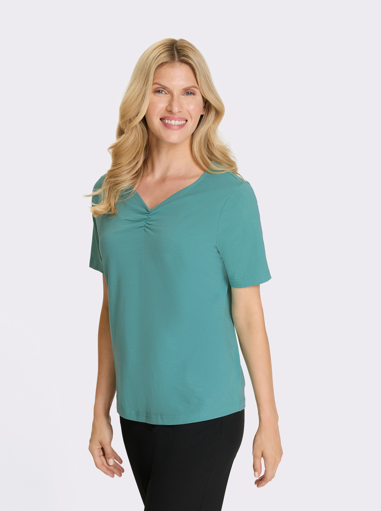 Tričko, kr.ruk., srd. výstrih - oceánová