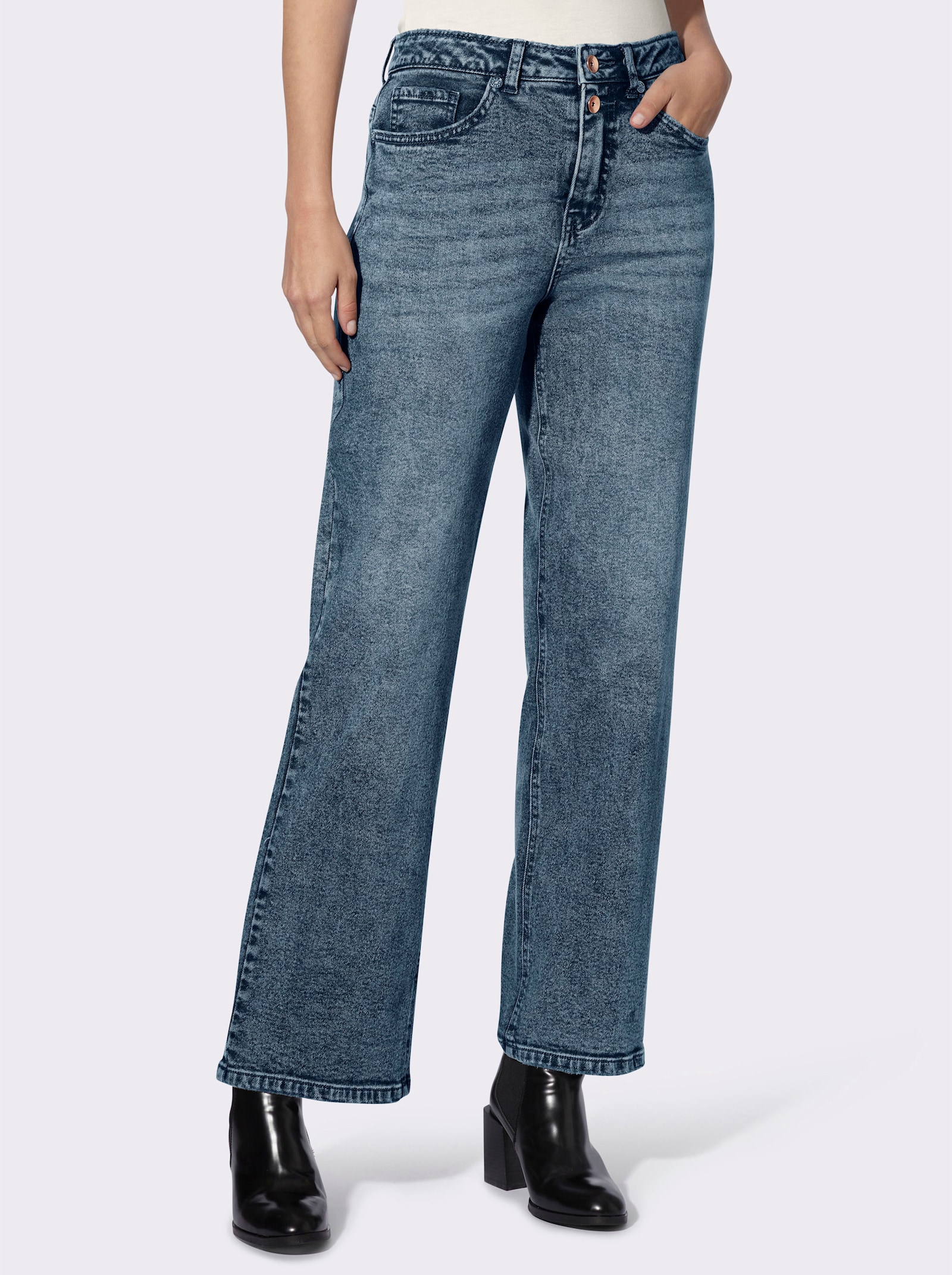 heine 5-Pocket-Jeans mit Ziernieten - blue-bleached