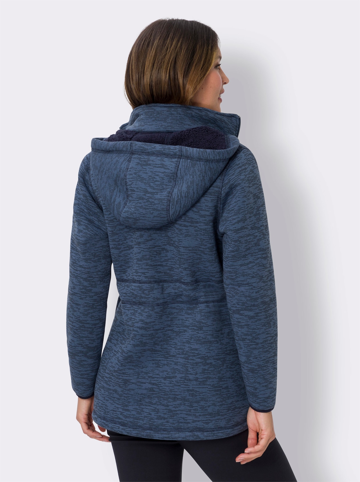 Strickfleecejacke - jeansblau-schwarz-meliert