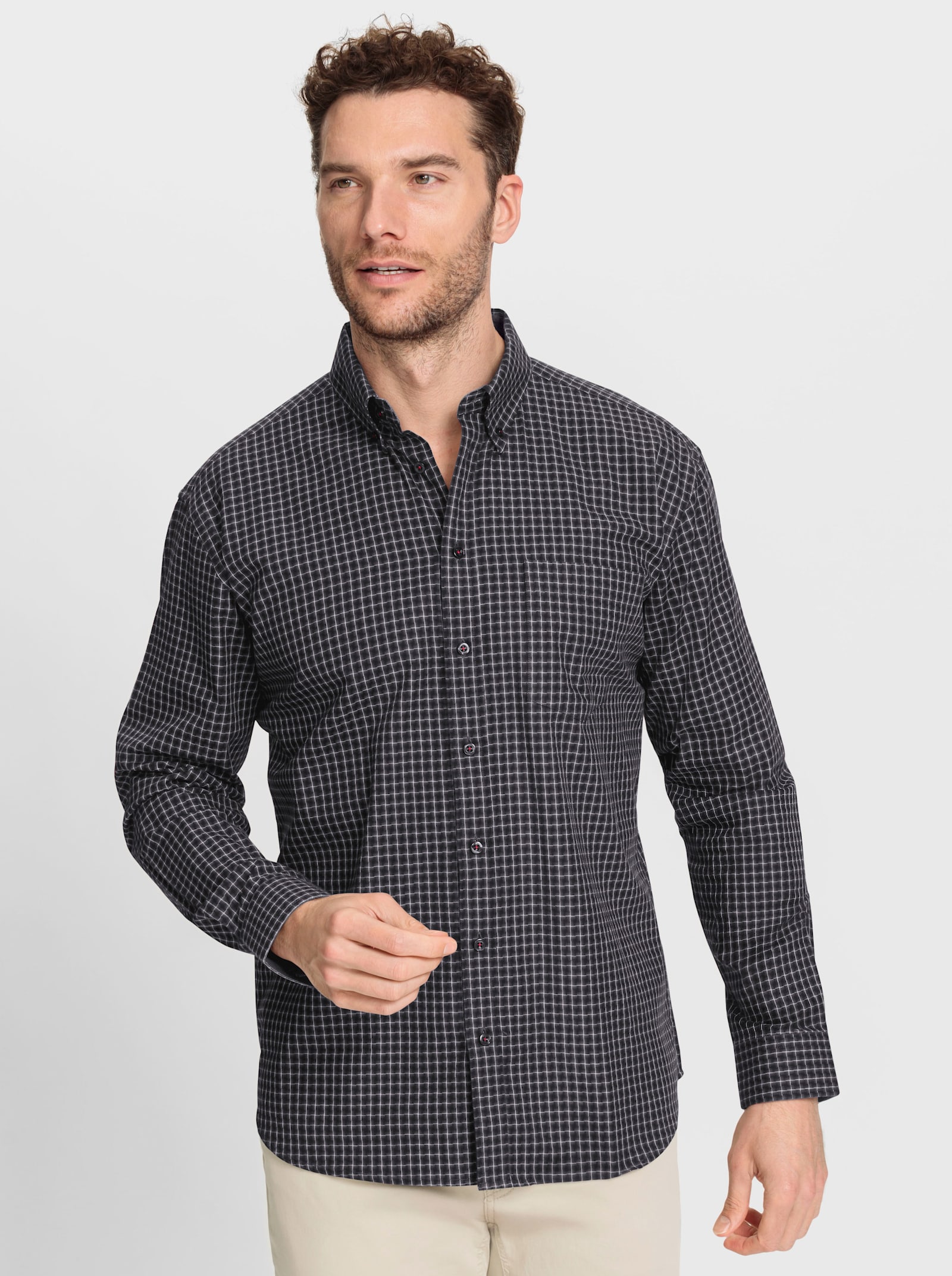 Marco Donati Košile s dlouhým rukávem s kostkovaným vzorem z barvené příze - šedá-vzor