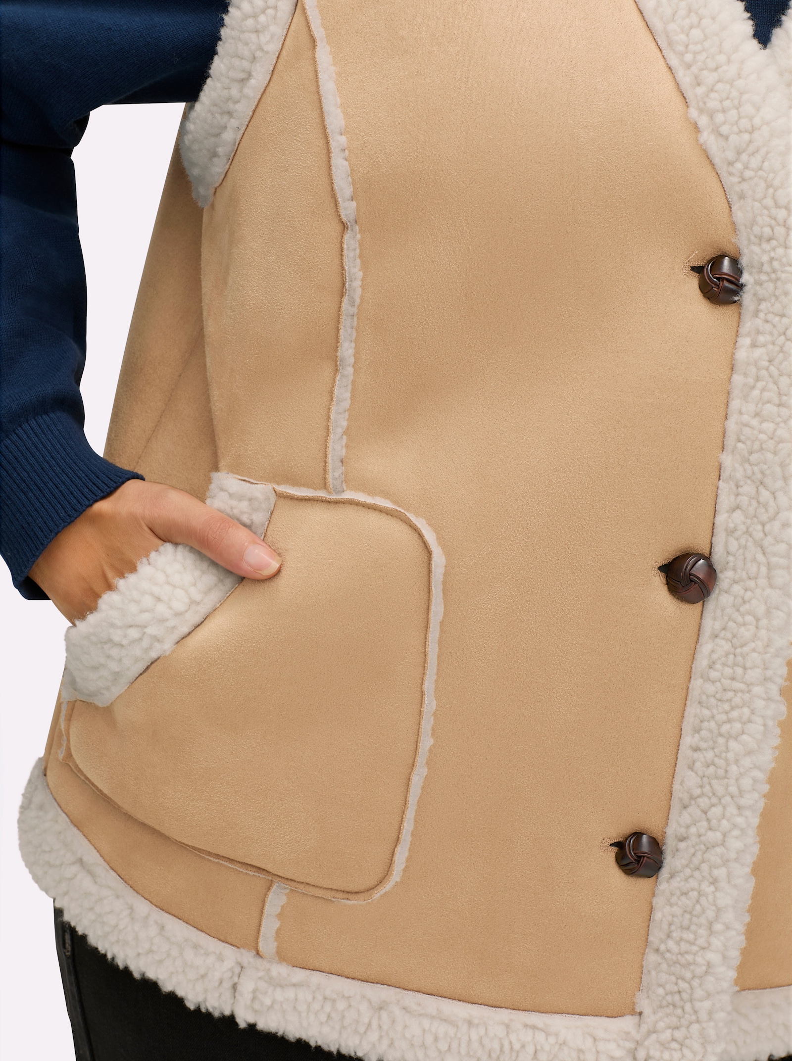 sheego Weste in Lammfell-Optik - camel