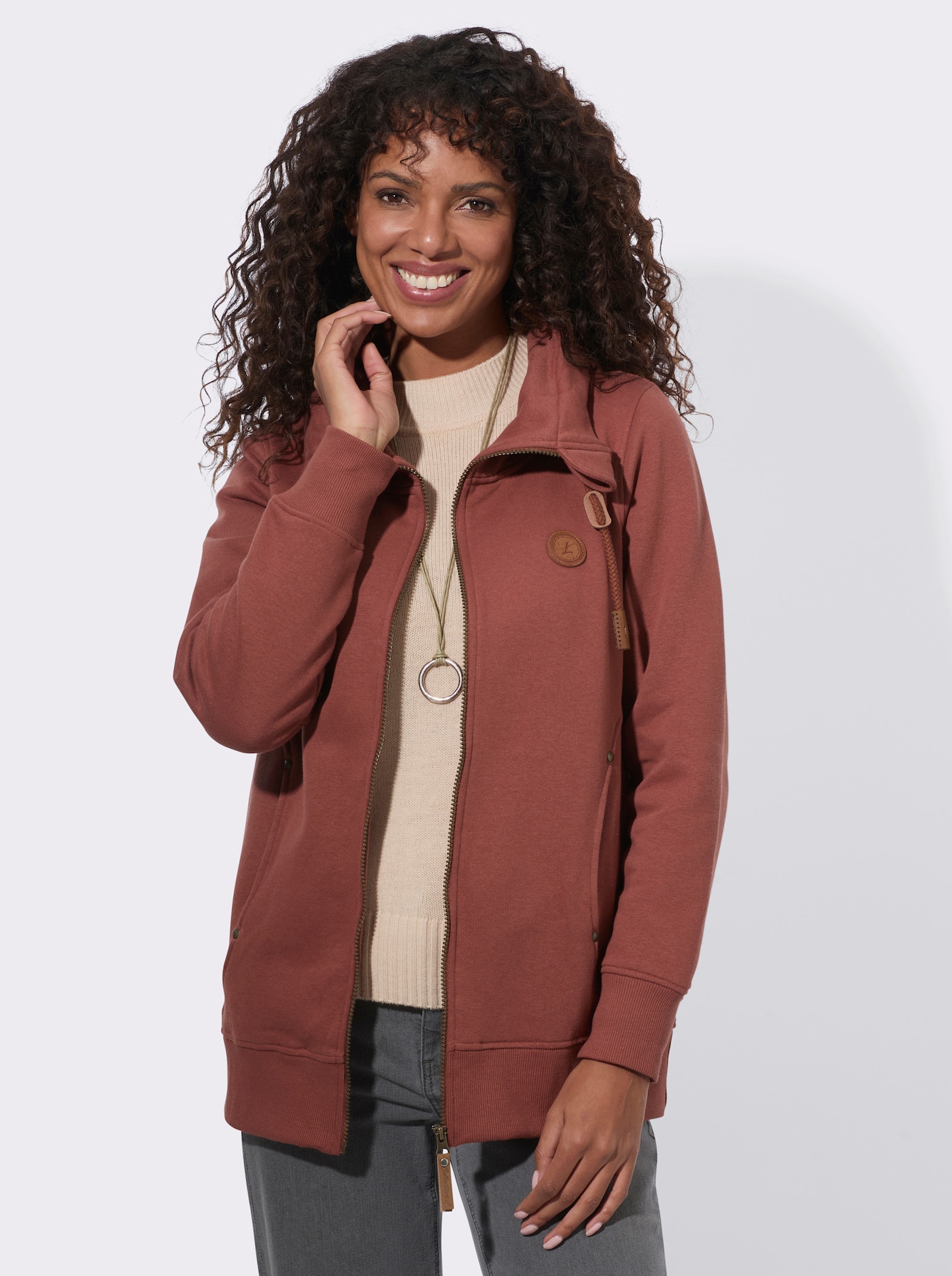  Shirtjacke mit Reißverschluss - rotbraun