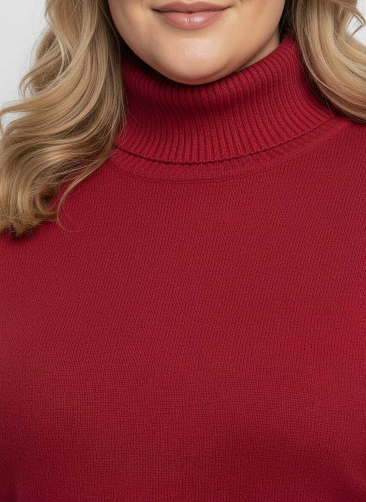 Rollkragenpullover aus Feinstrick - rot