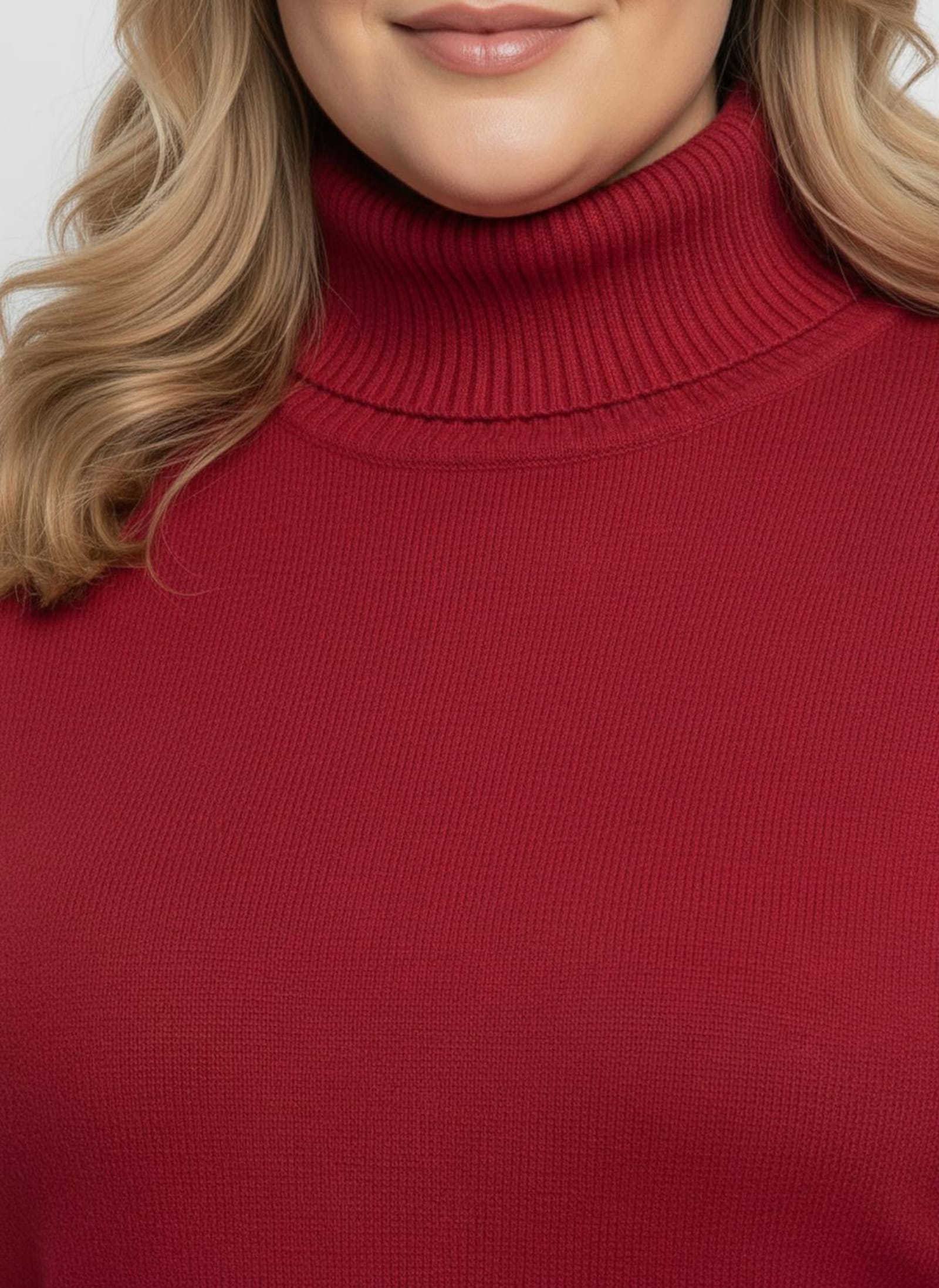 Rollkragenpullover aus Feinstrick - rot