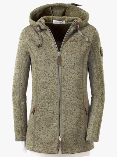 Kapuzenfleecejacke mit Umlegekragen - schilf-meliert
