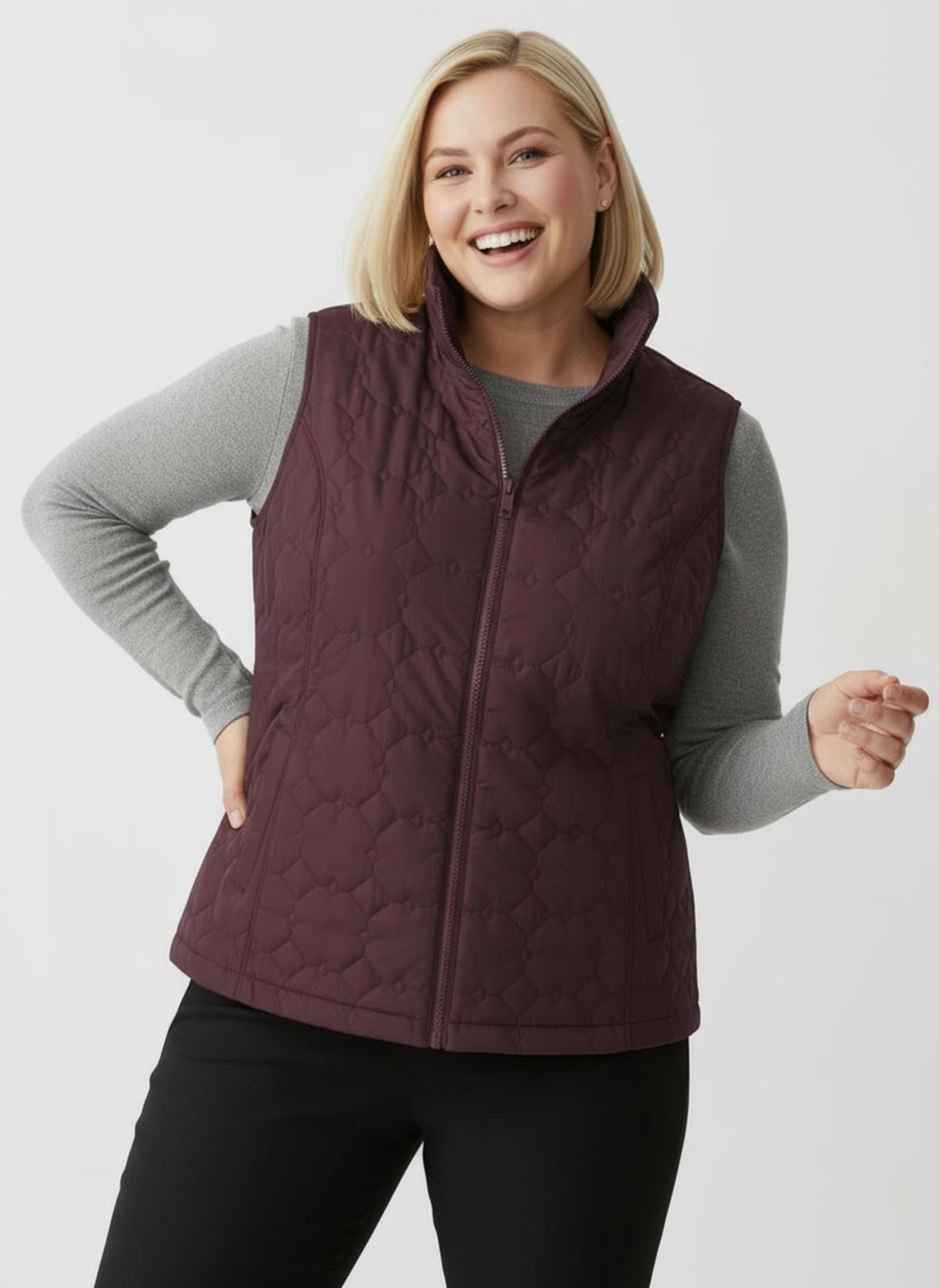 Steppweste mit wärmendem Stehkragen - burgund