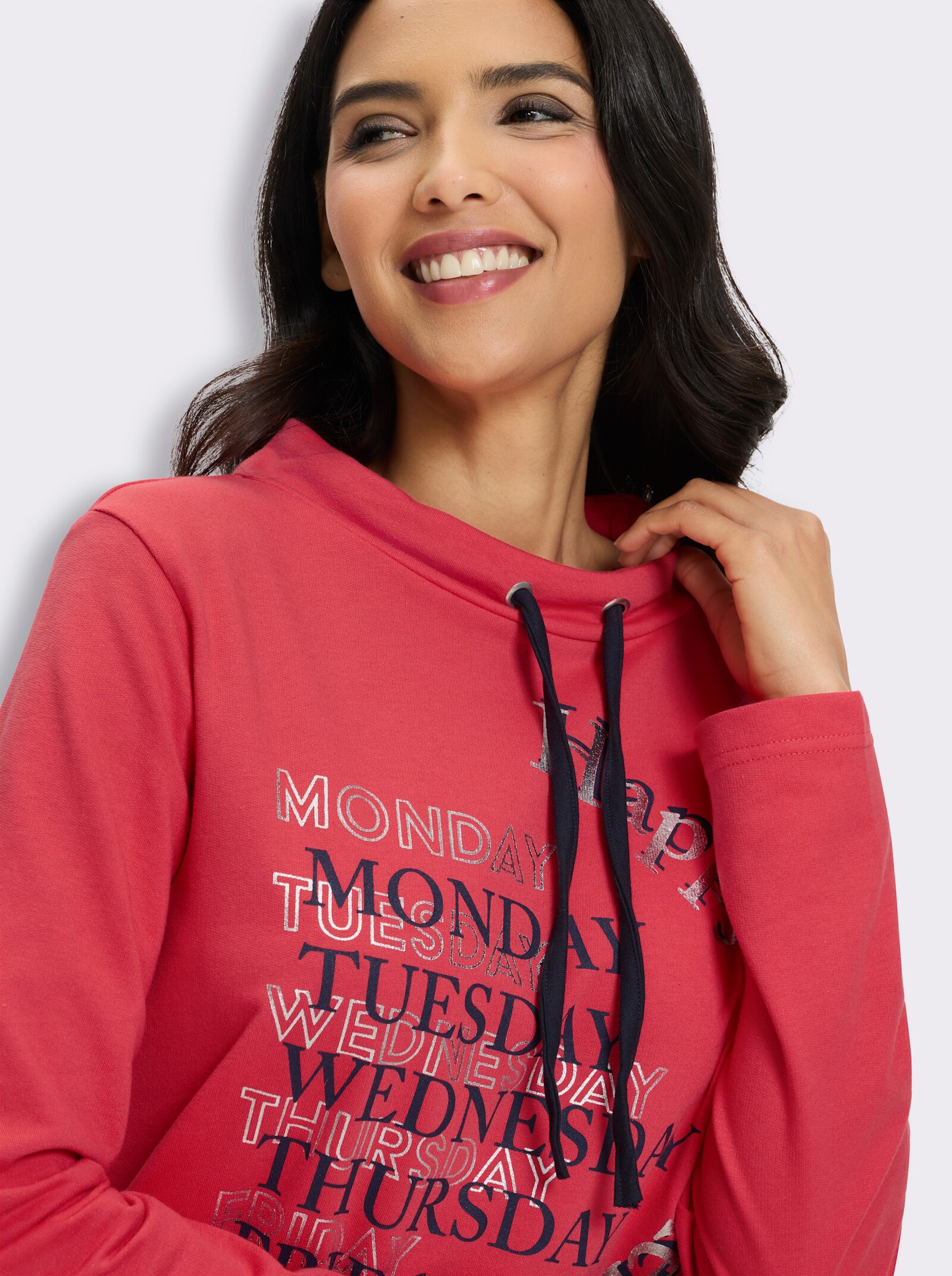 Sweatshirt mit halsfernem Stehkragen - hummer-marine-bedruckt