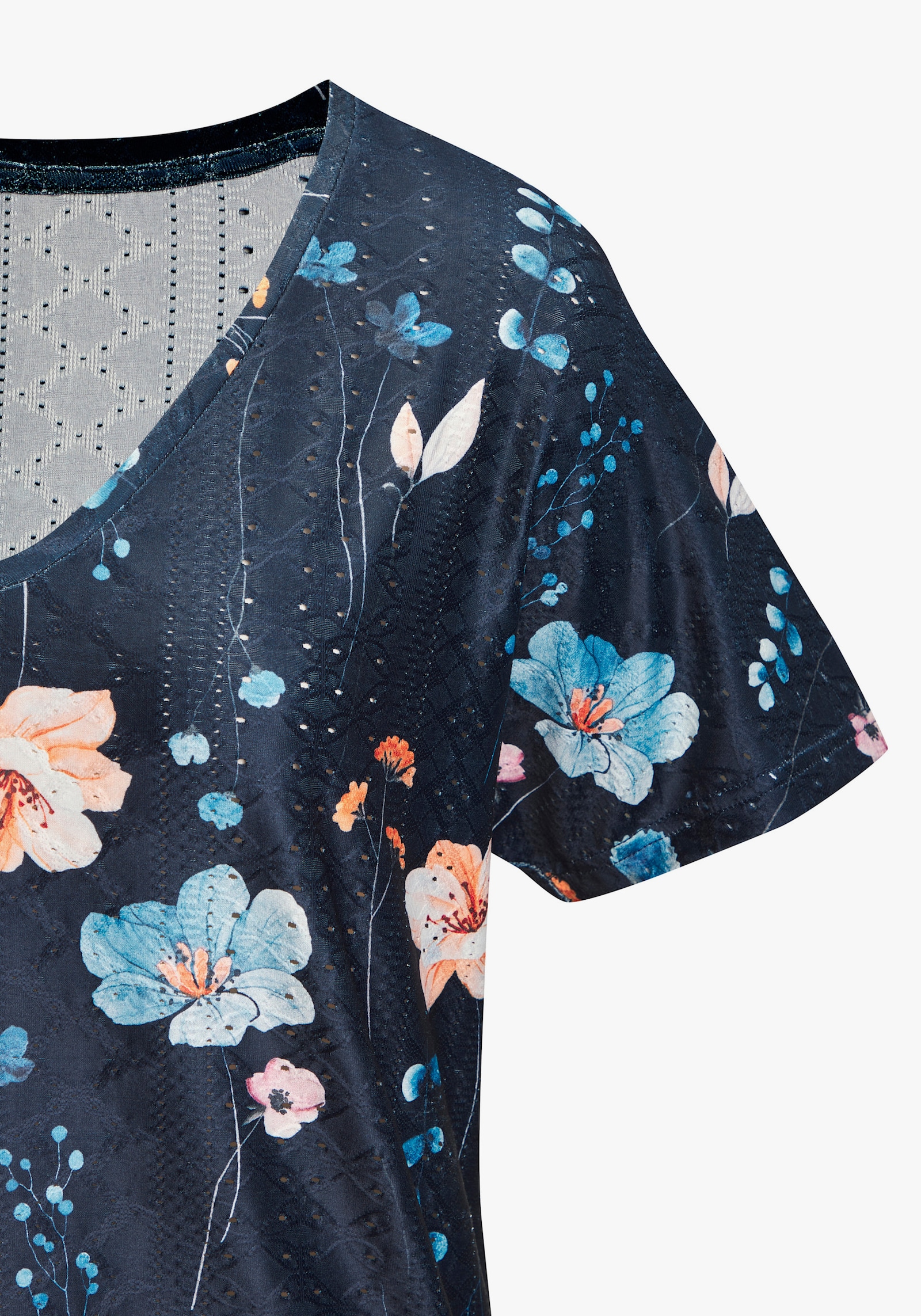 Vivance Kurzarmshirt - creme + navy