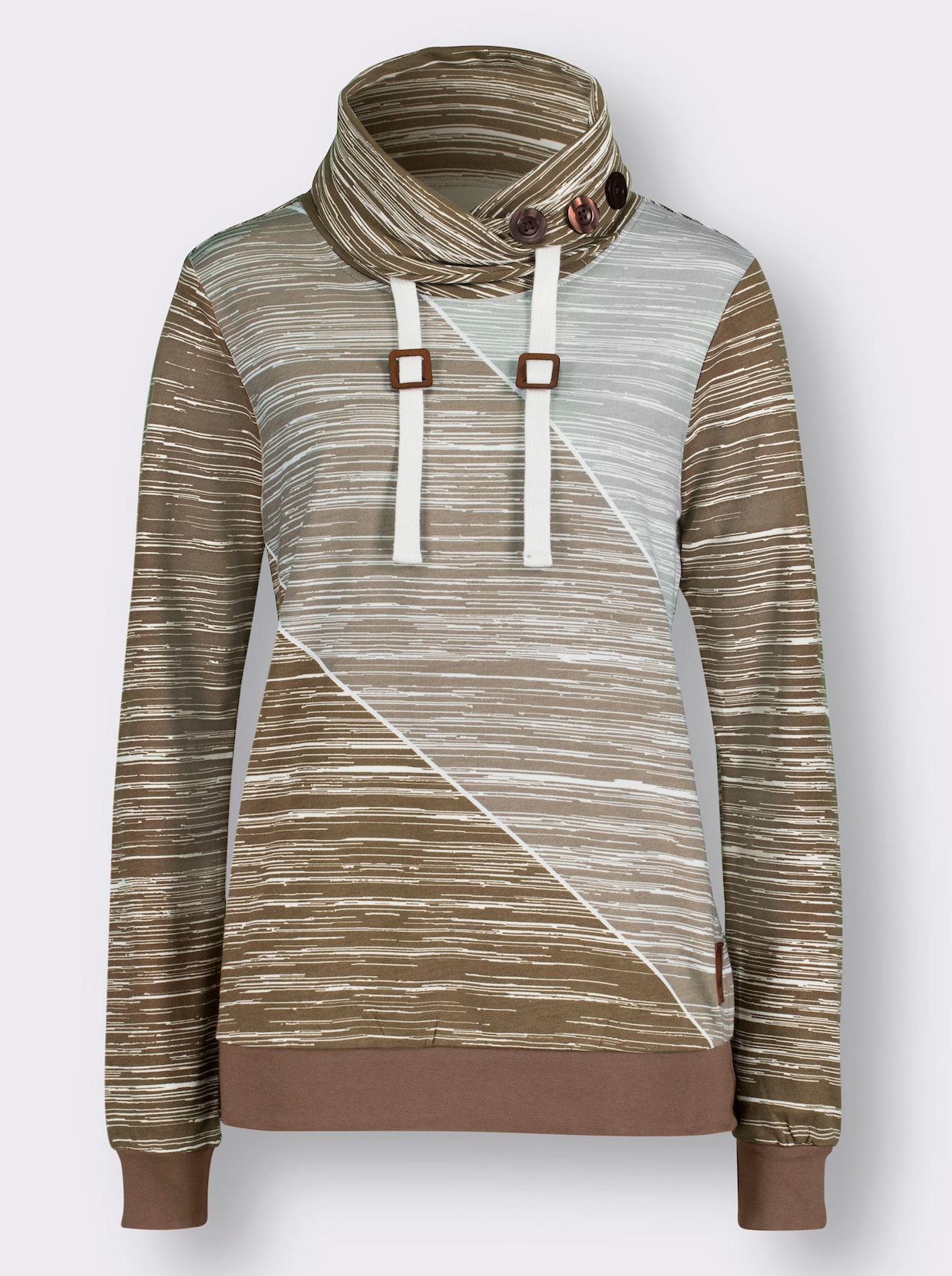 Sweatshirt - bruin/ecru geprint