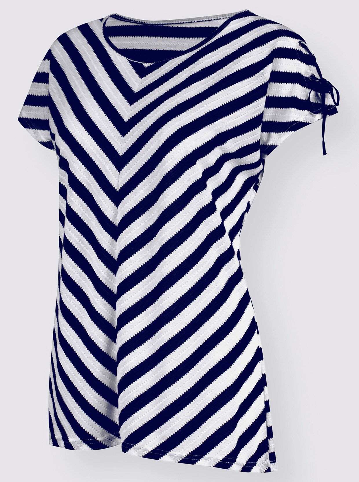 T-shirt long - blanc-marine