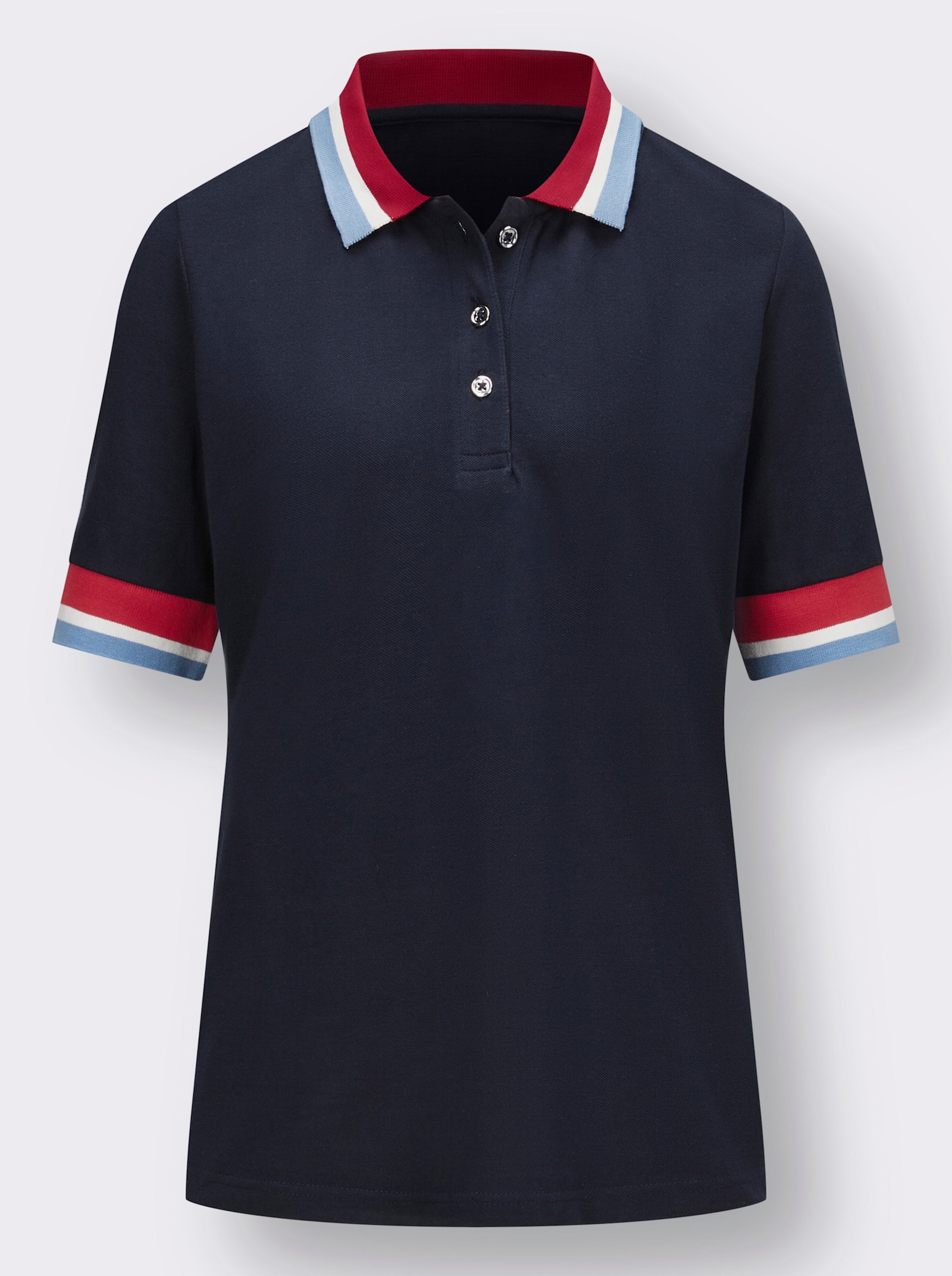 Poloshirt met ribboordjes - marine