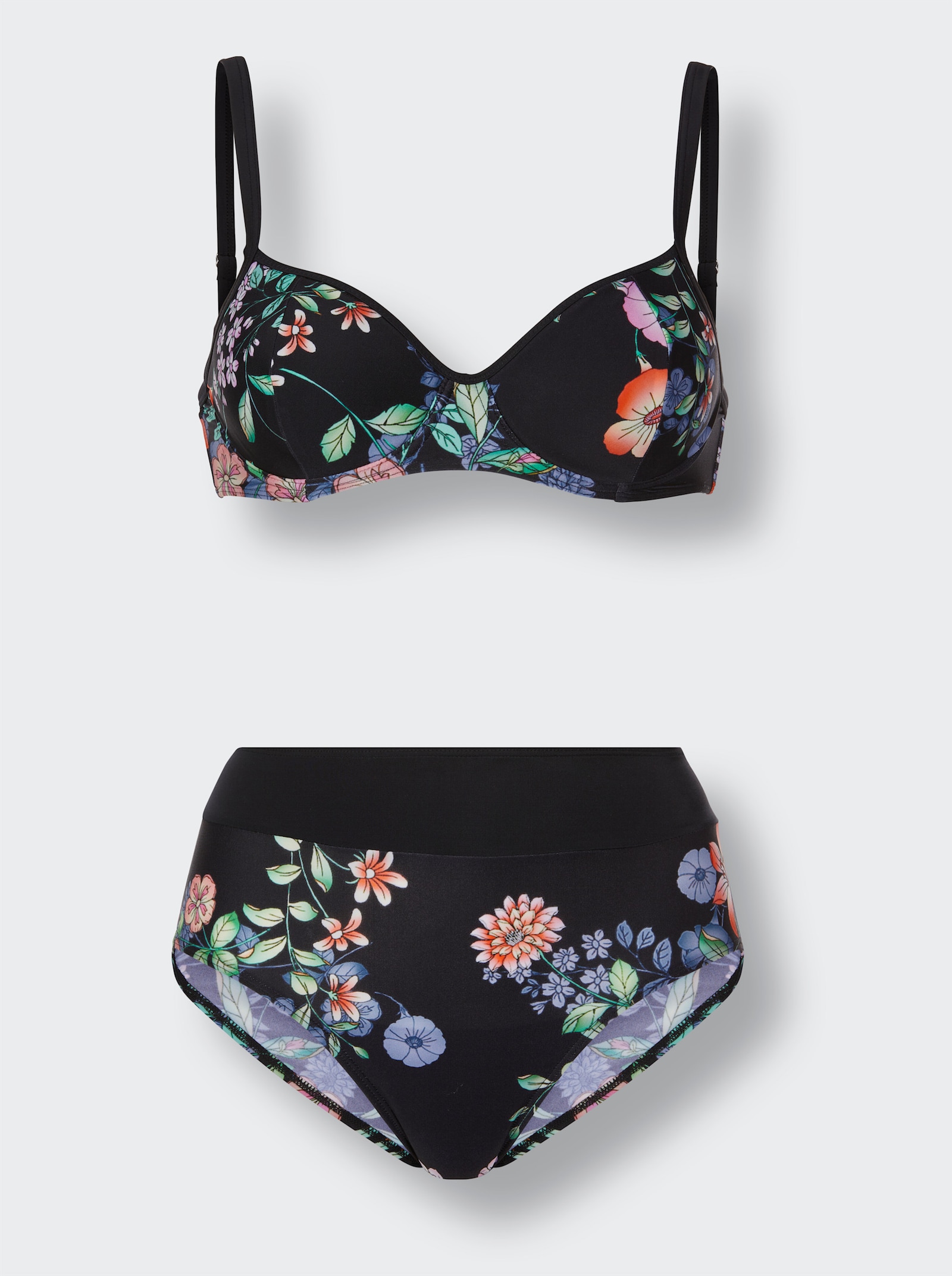 feel good Bikini mit Bügel-Cups - schwarz-bedruckt