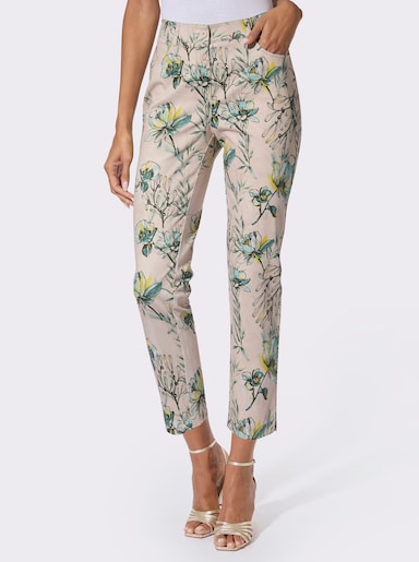 Druckhose im 5 Pocket-Style - elfenbein-mint-bedruckt